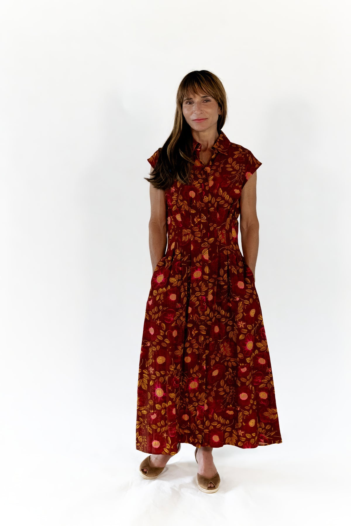 Stone Floral Button Up Dress