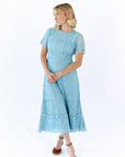 Joy Scalloped Lace Dress · Teal