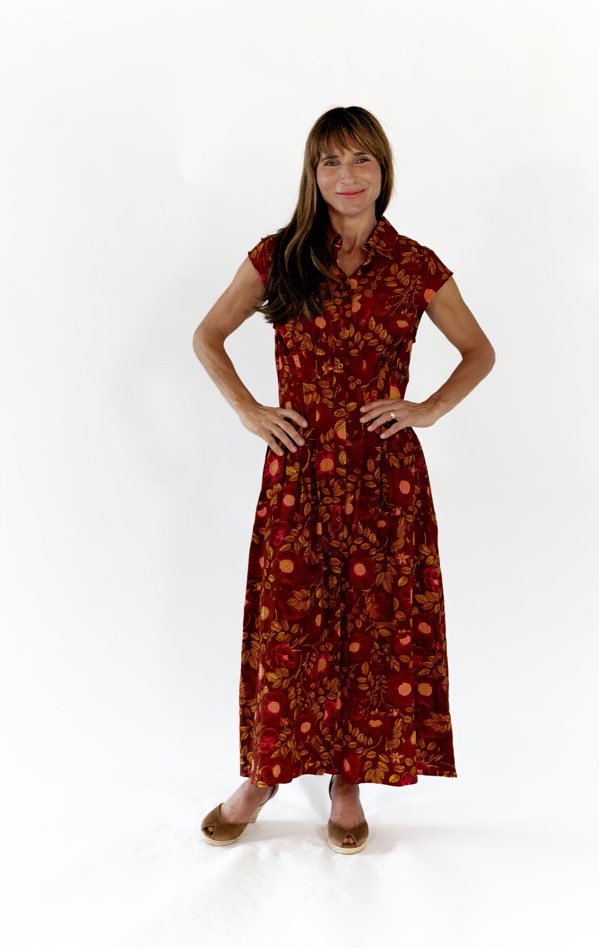Stone Floral Button Up Dress