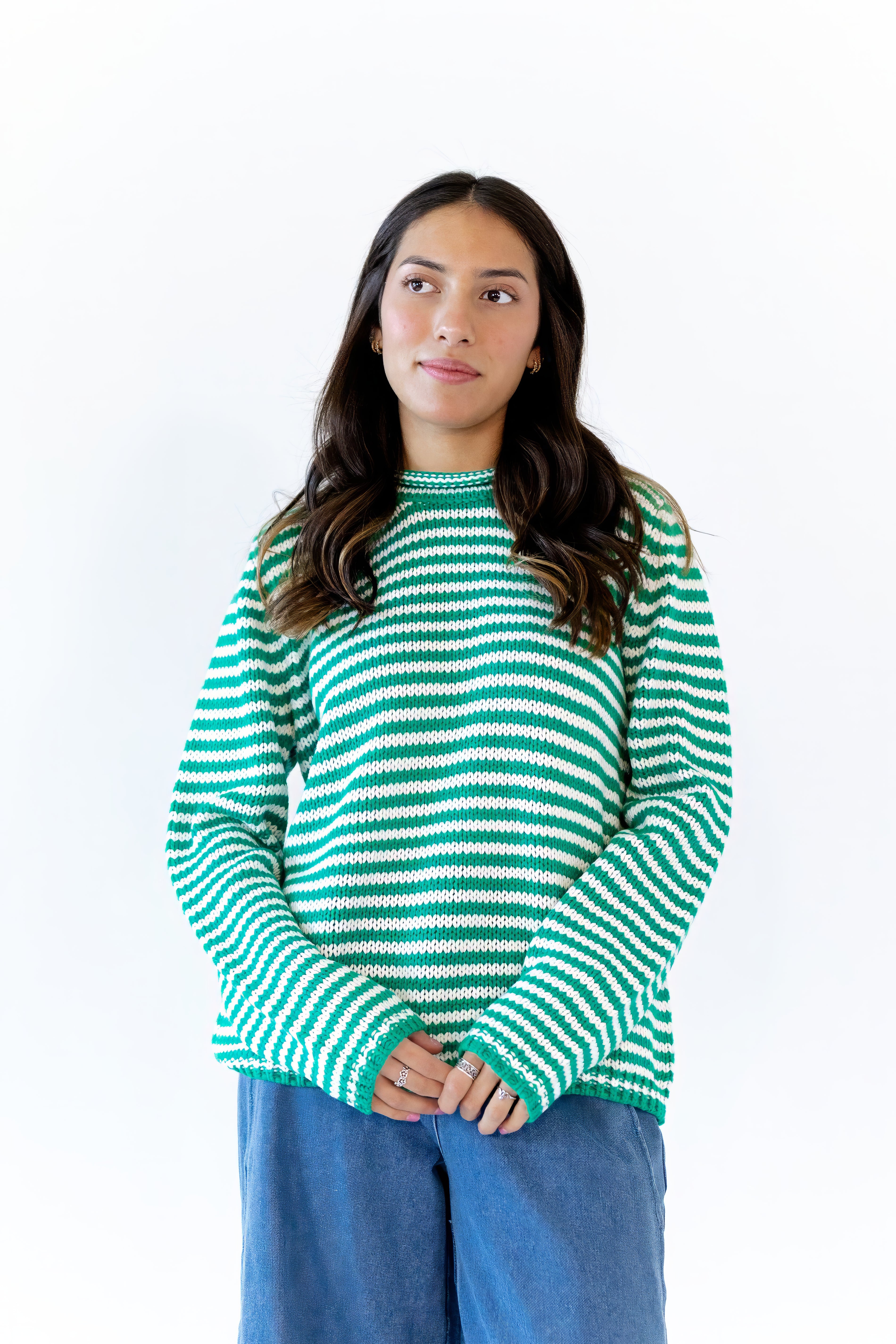 Jenny Cozy Stripe Sweater · Green