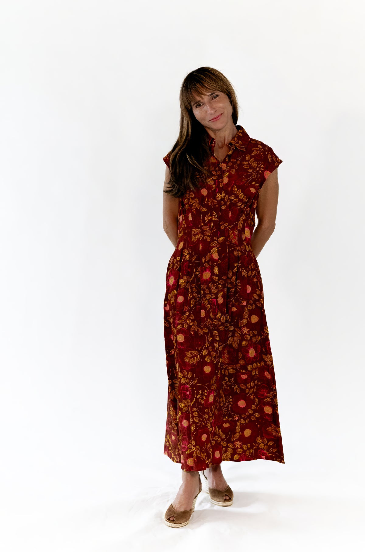 Stone Floral Button Up Dress