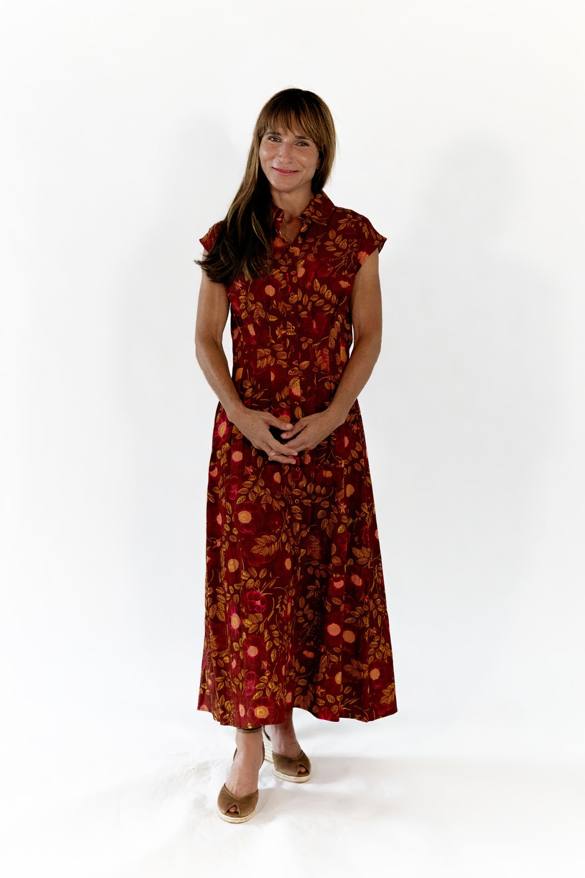 Stone Floral Button Up Dress