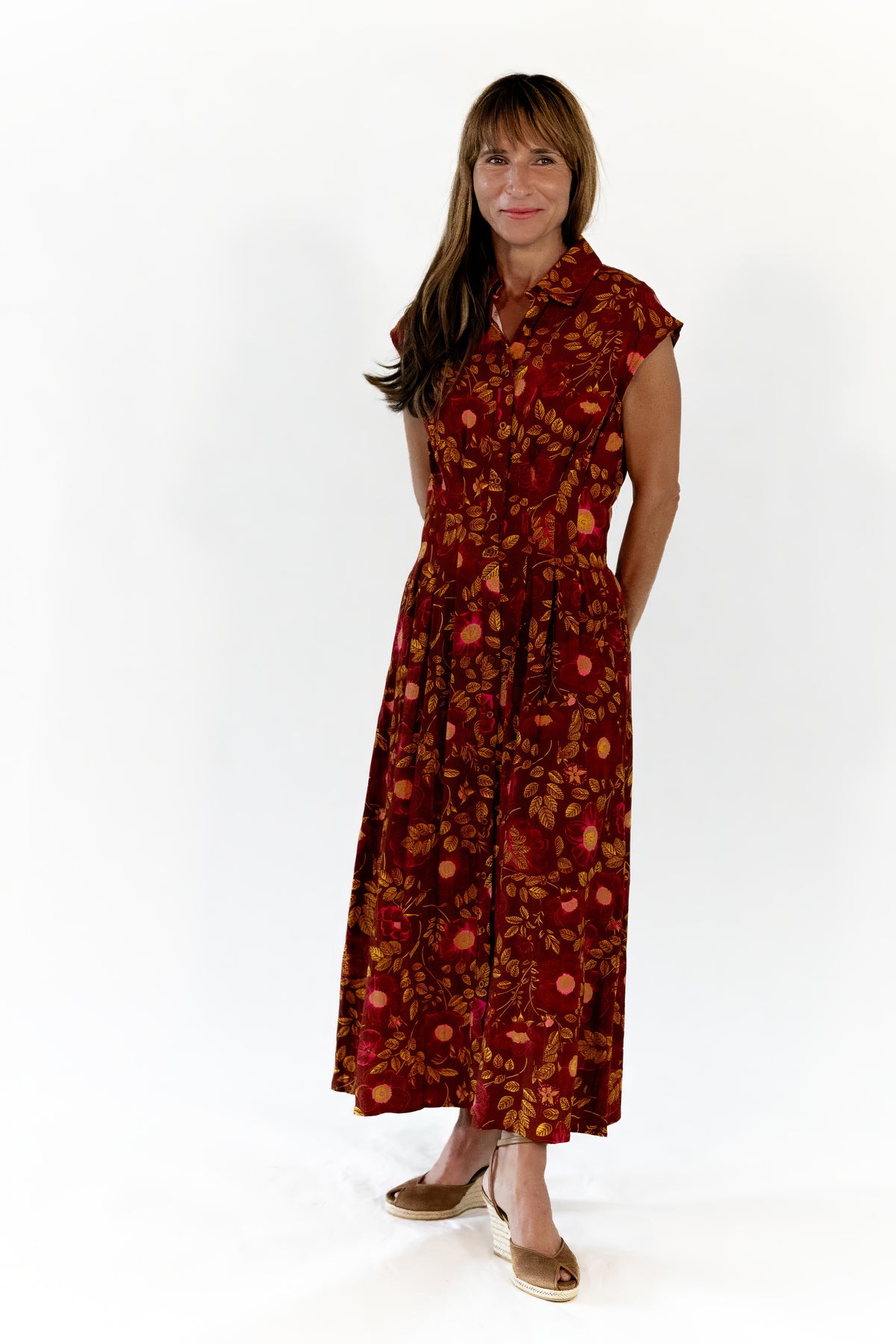 Stone Floral Button Up Dress