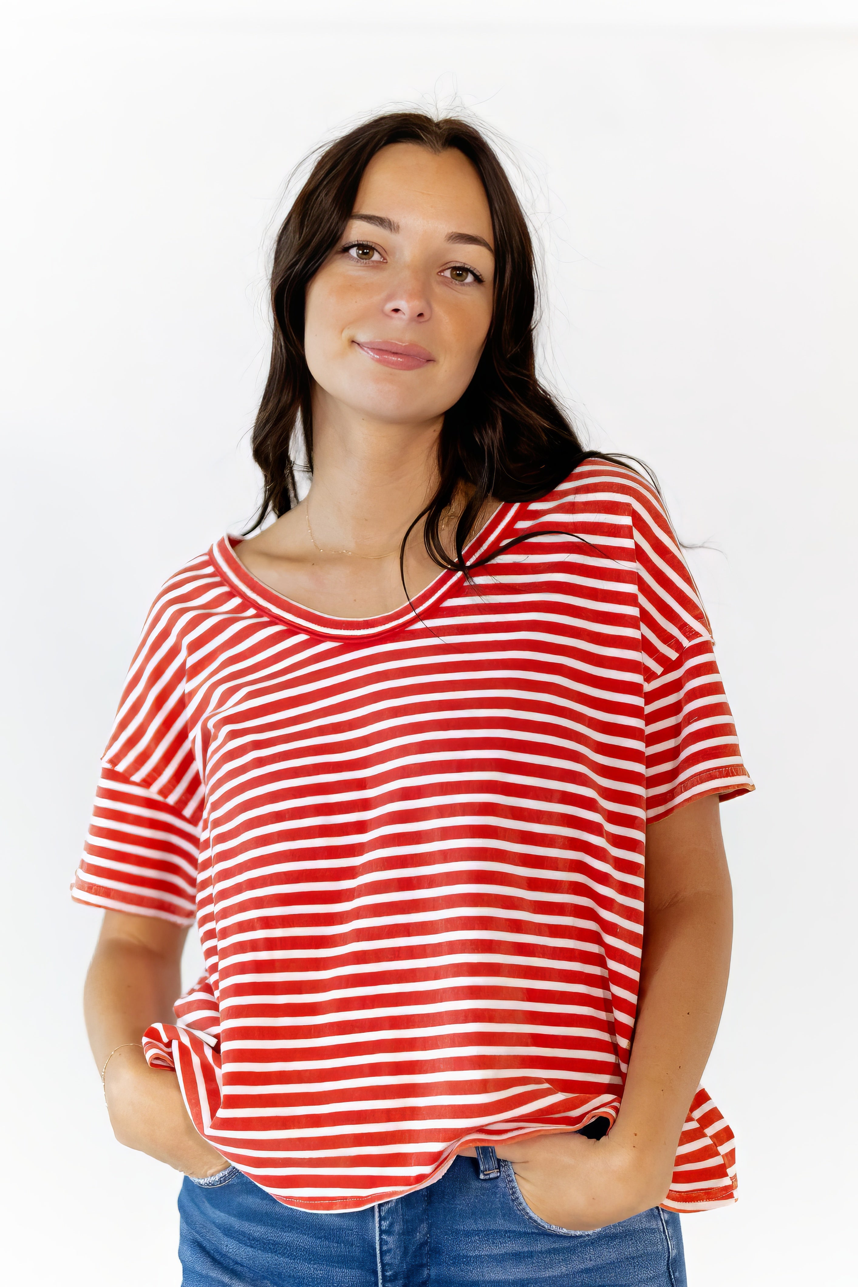 Inez Striped Scoop Neck