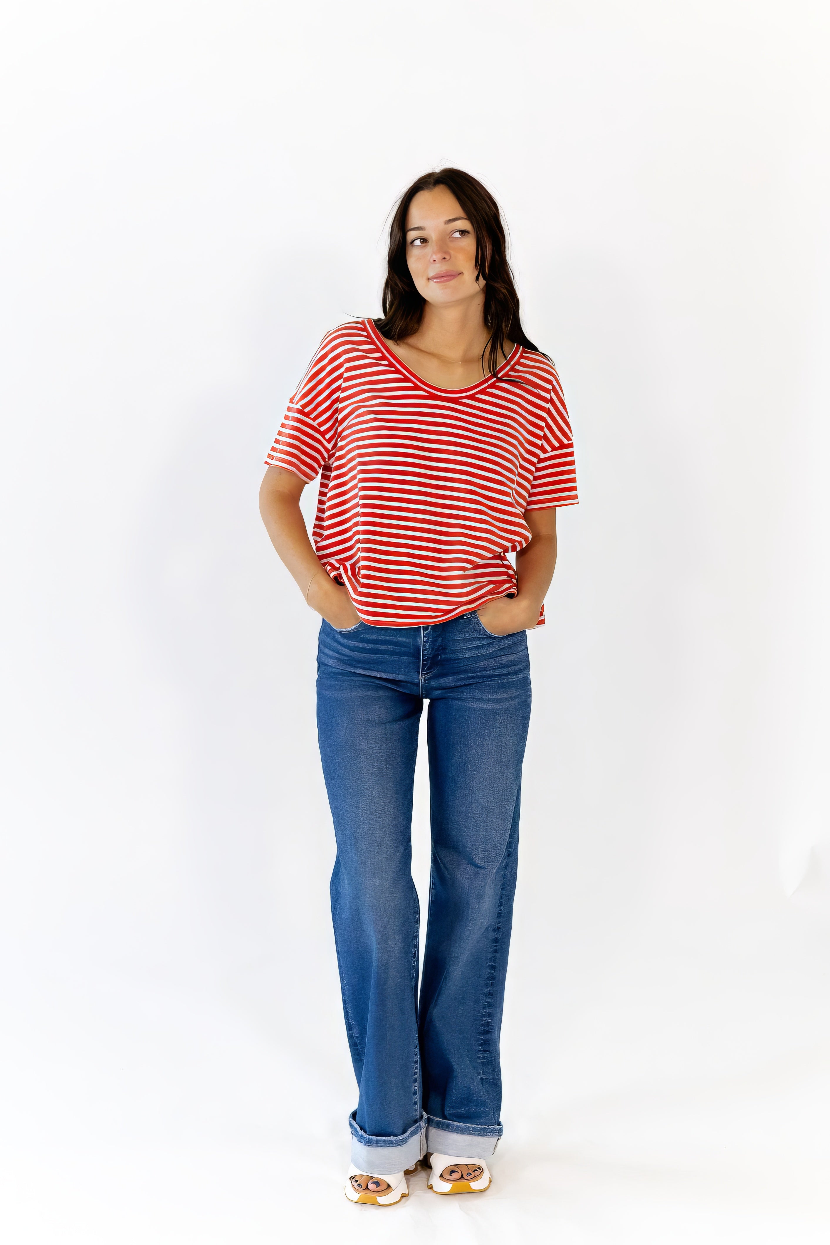 Inez Striped Scoop Neck