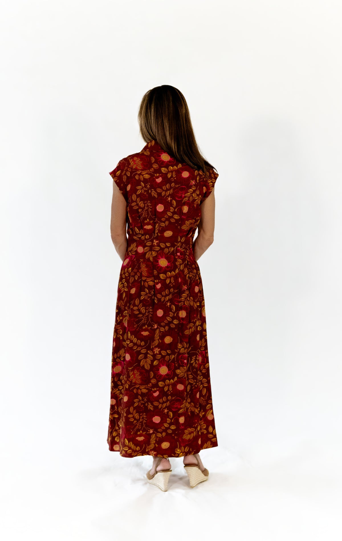 Stone Floral Button Up Dress