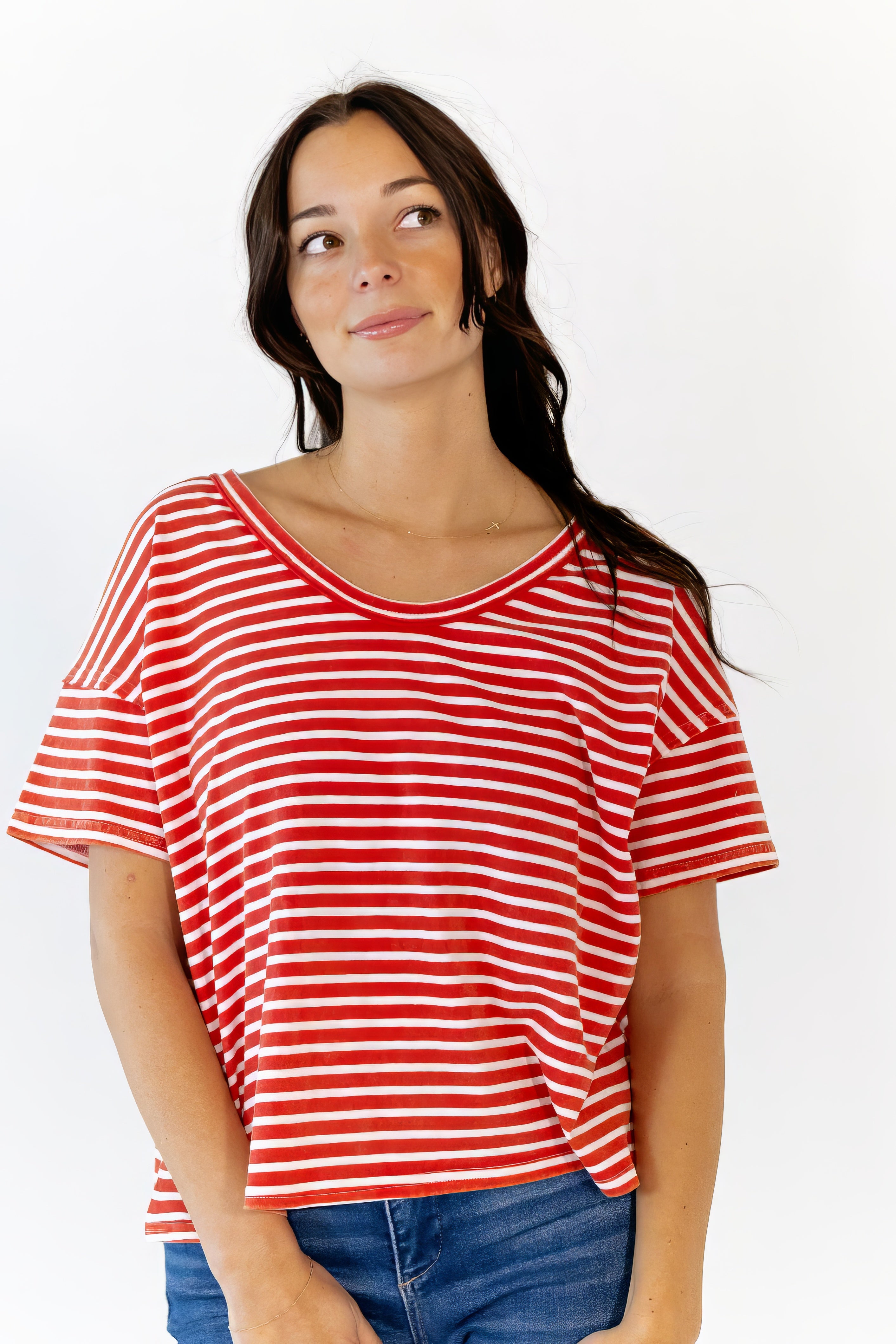 Inez Striped Scoop Neck