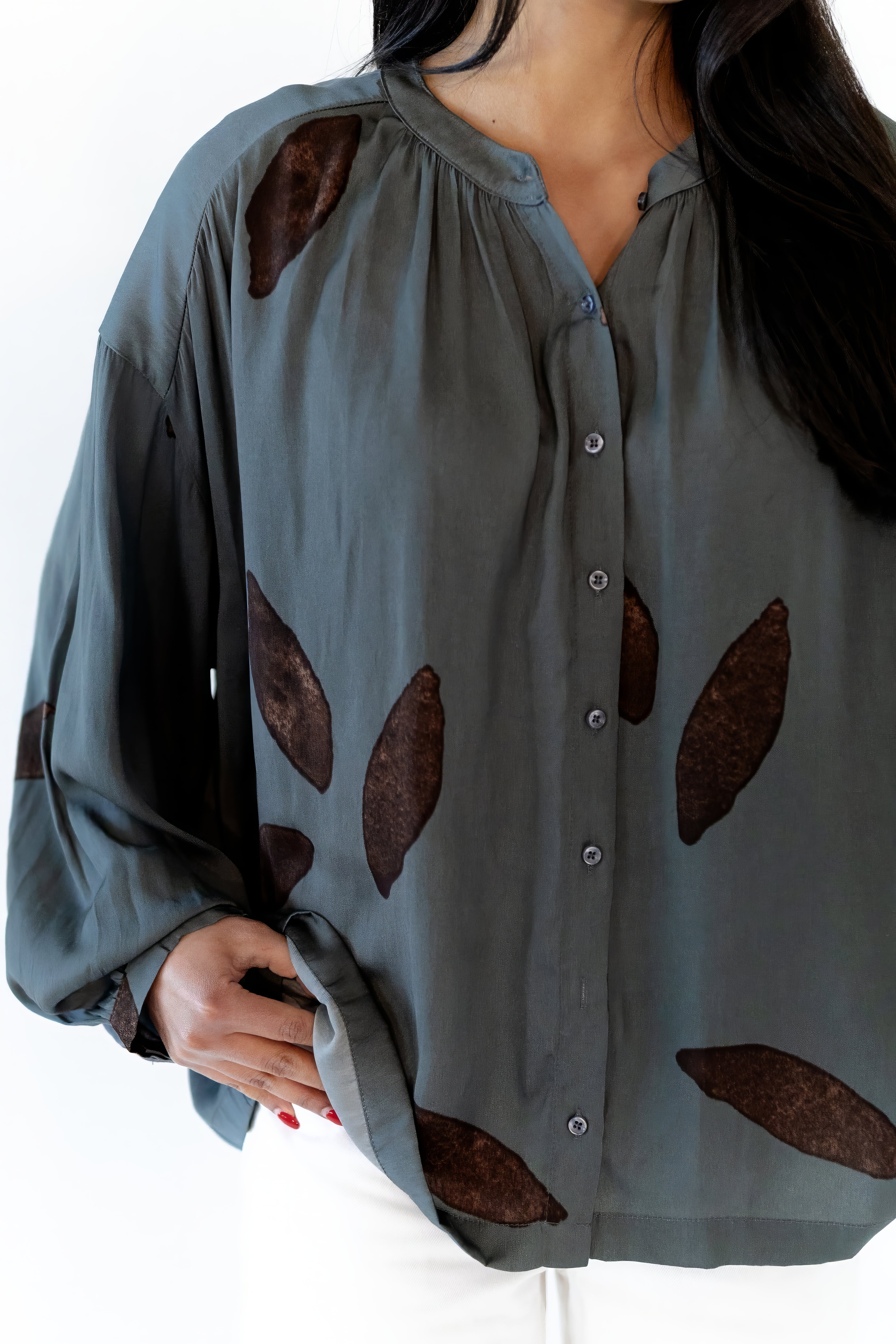 Satin Texture Petal Blouse