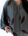 Satin Texture Petal Blouse