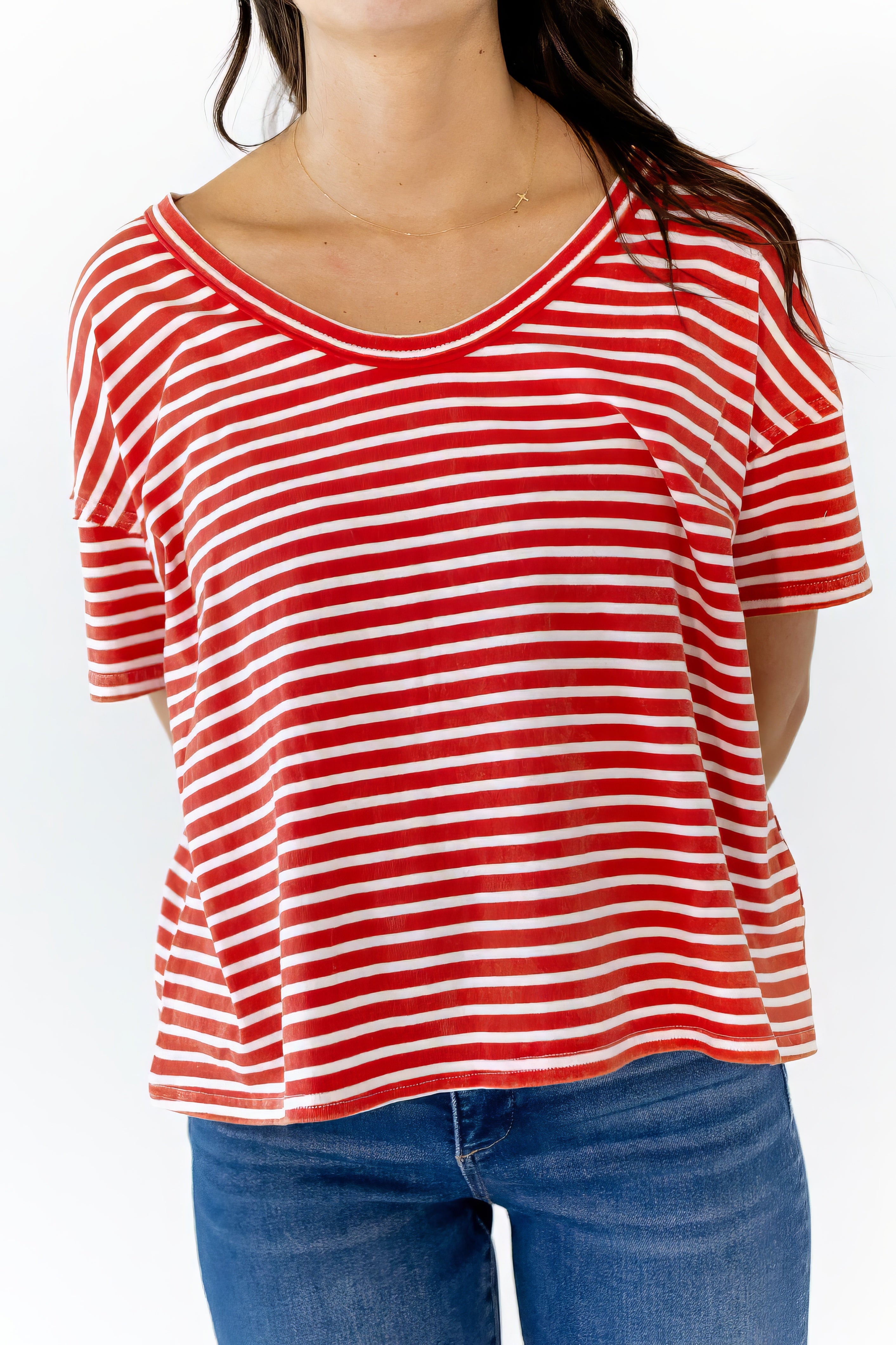 Inez Striped Scoop Neck