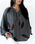 Satin Texture Petal Blouse