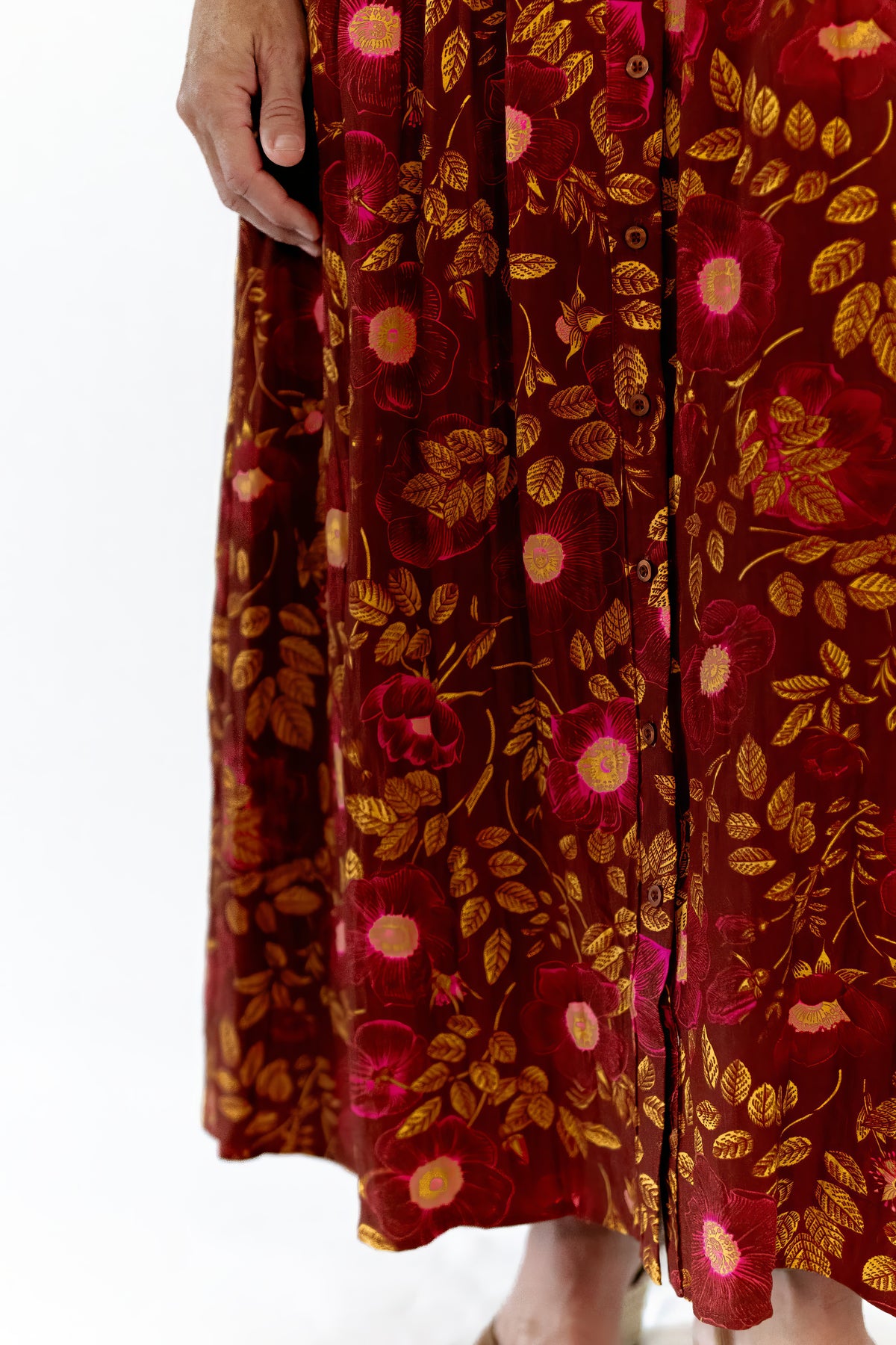 Stone Floral Button Up Dress