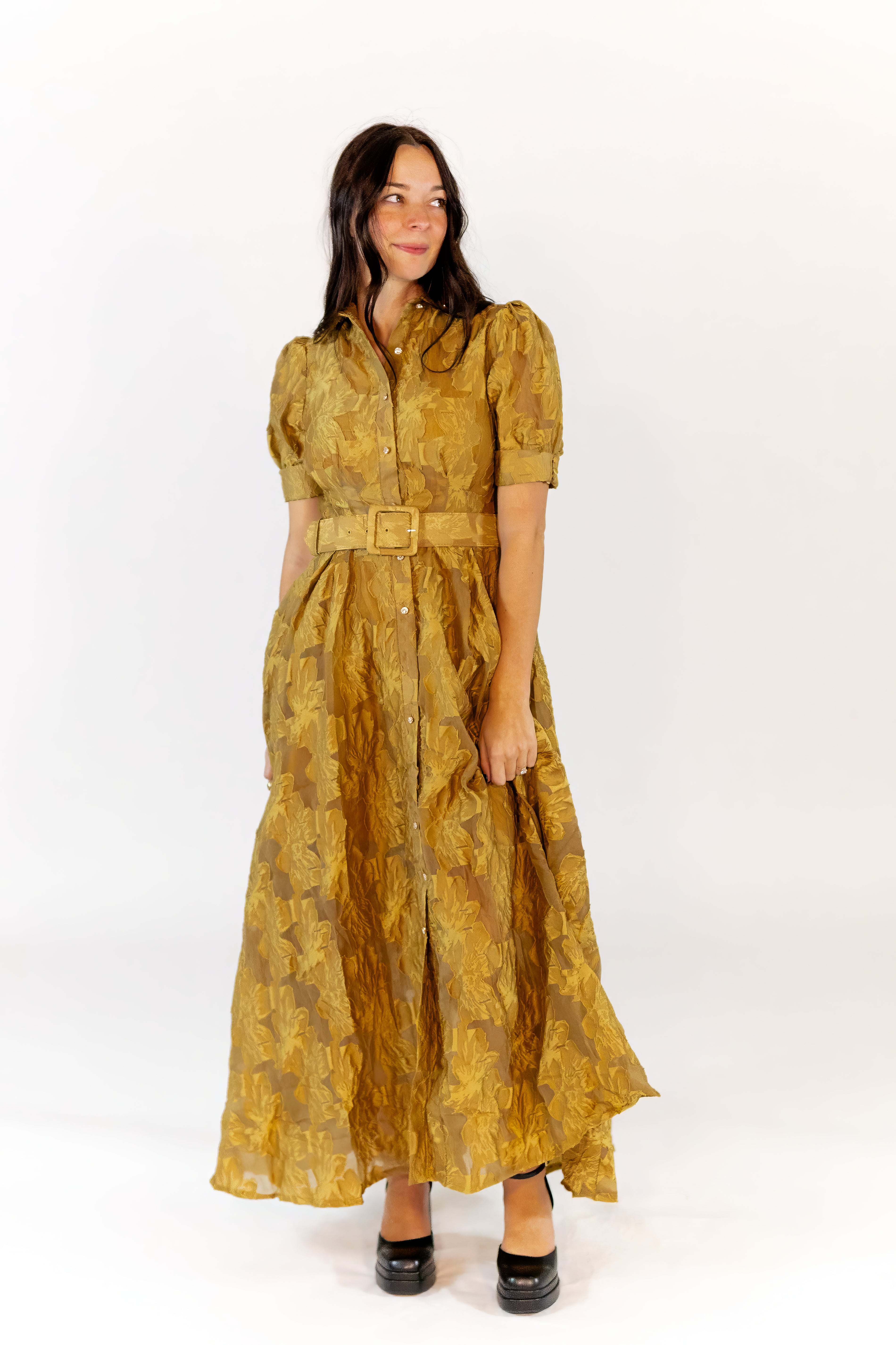 Chiara Lace Belted Maxi