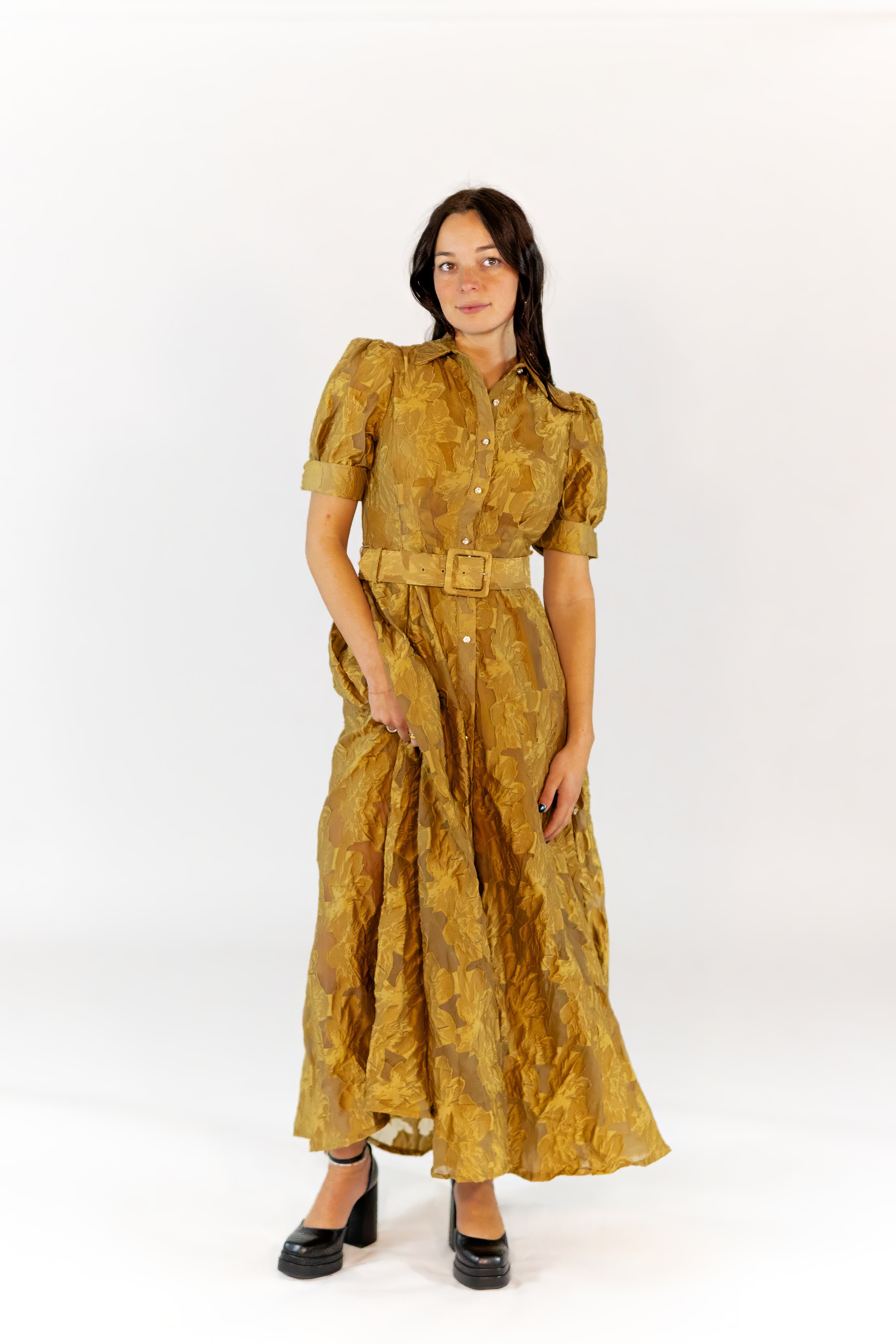 Chiara Lace Belted Maxi