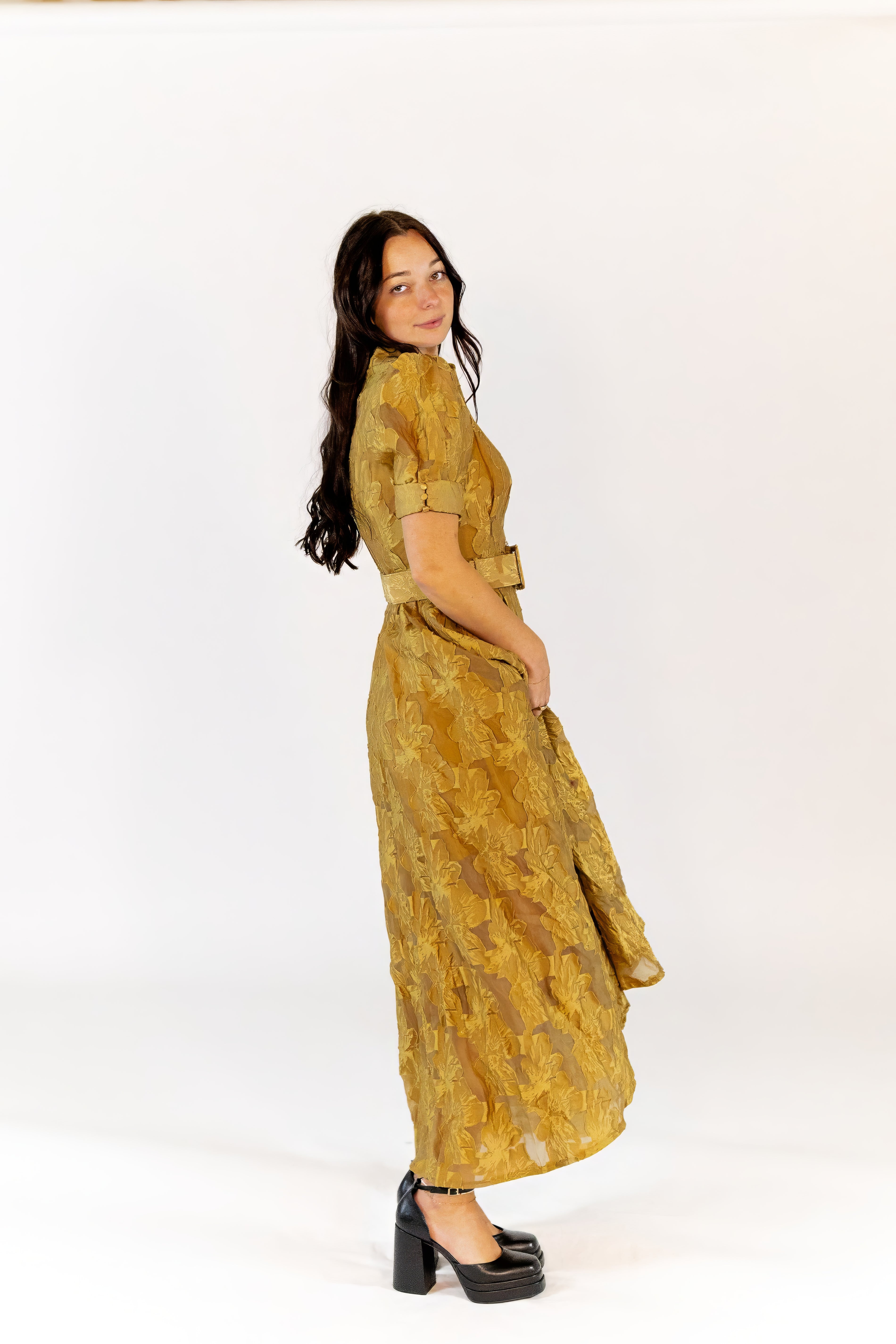 Chiara Lace Belted Maxi