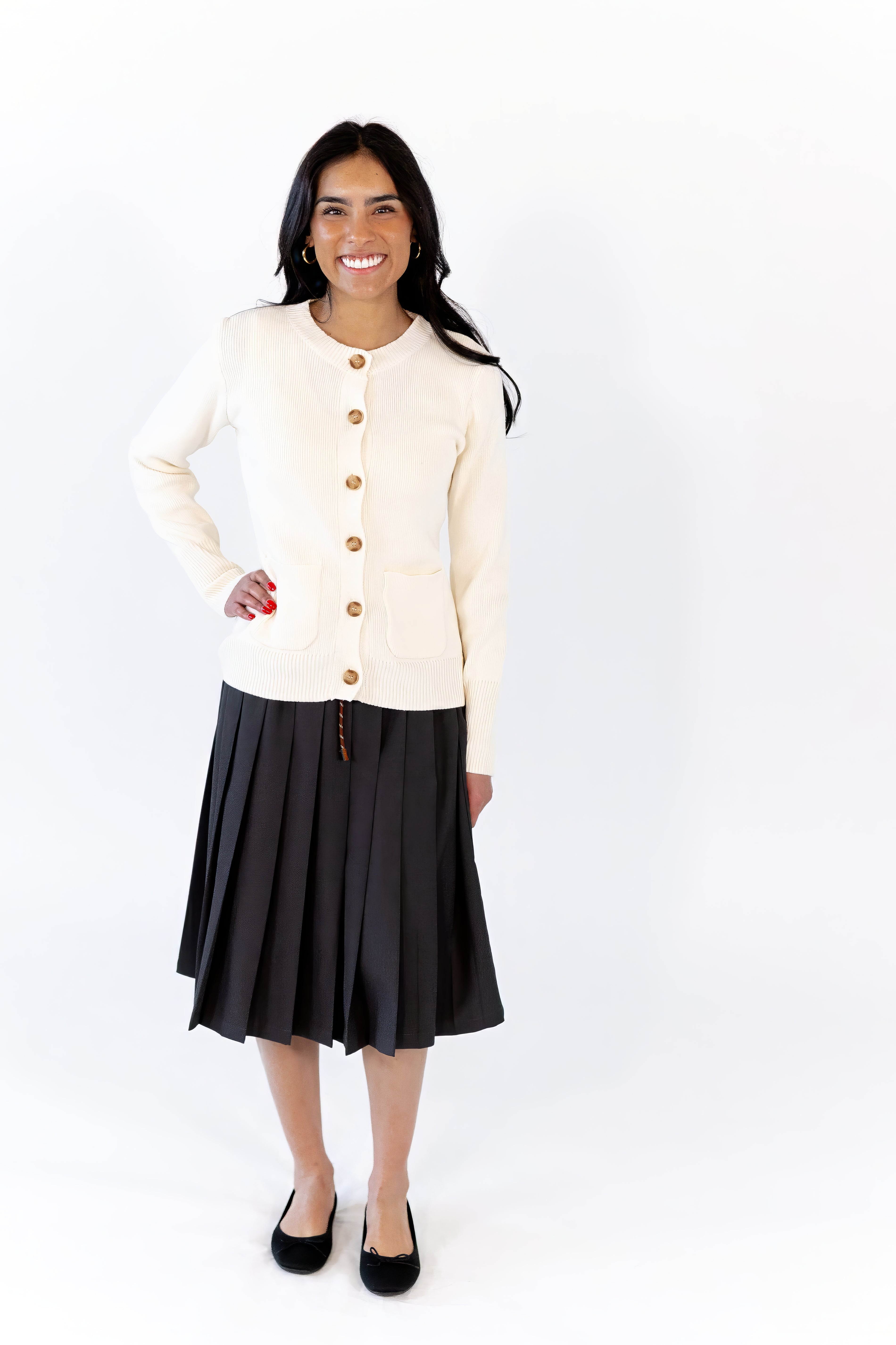 Simone Charcoal Tie Waist Skirt