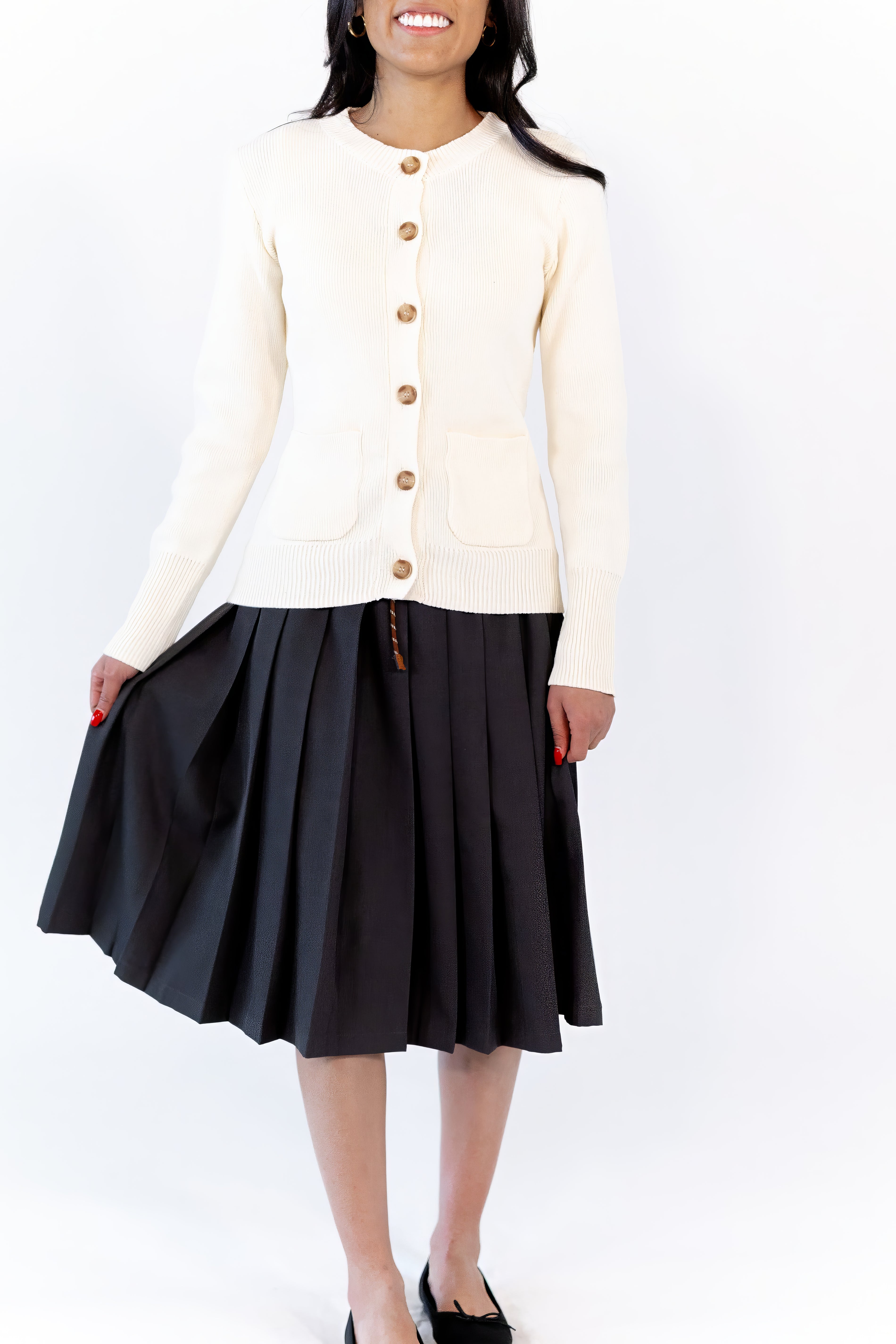 Simone Charcoal Tie Waist Skirt