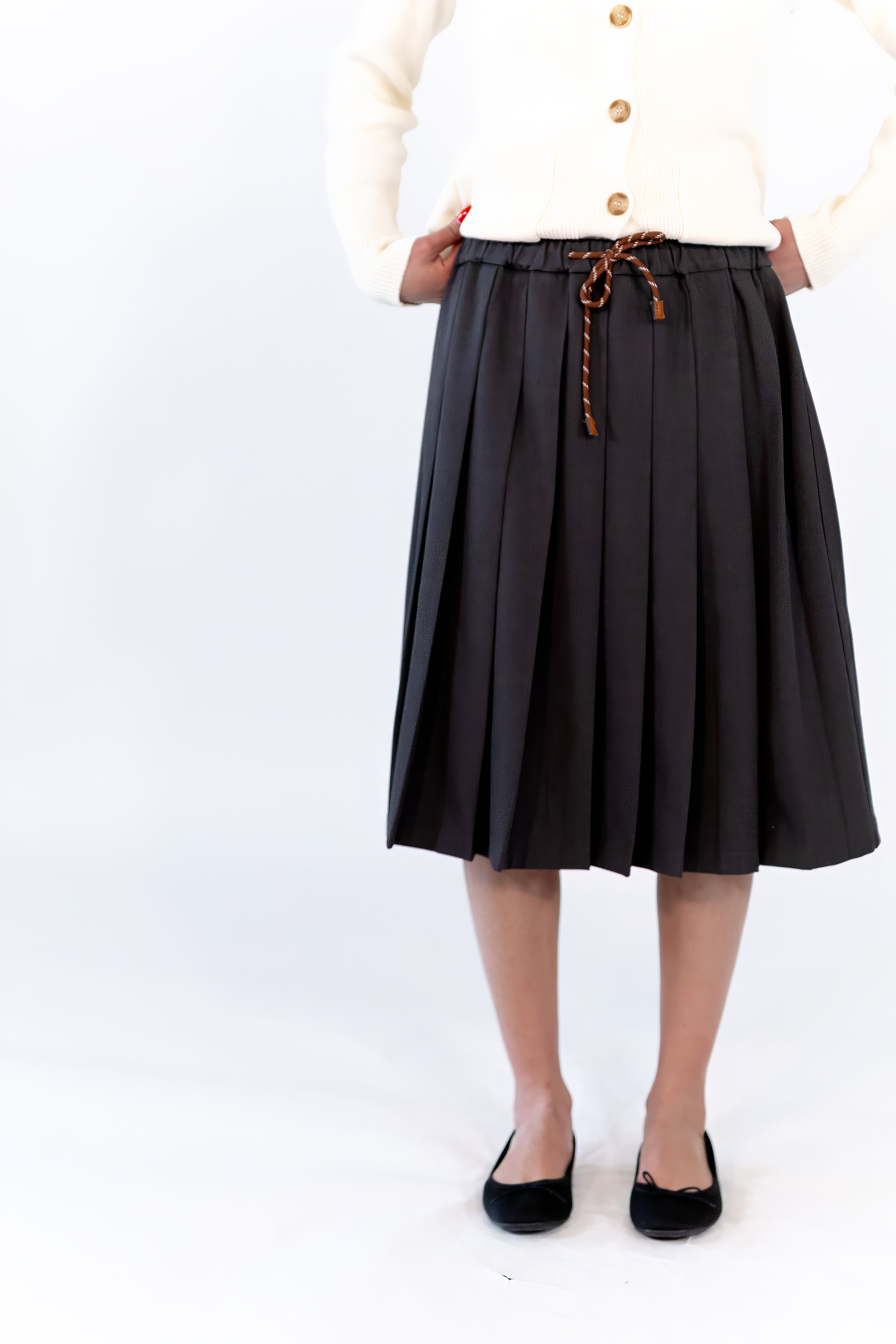 Simone Charcoal Tie Waist Skirt