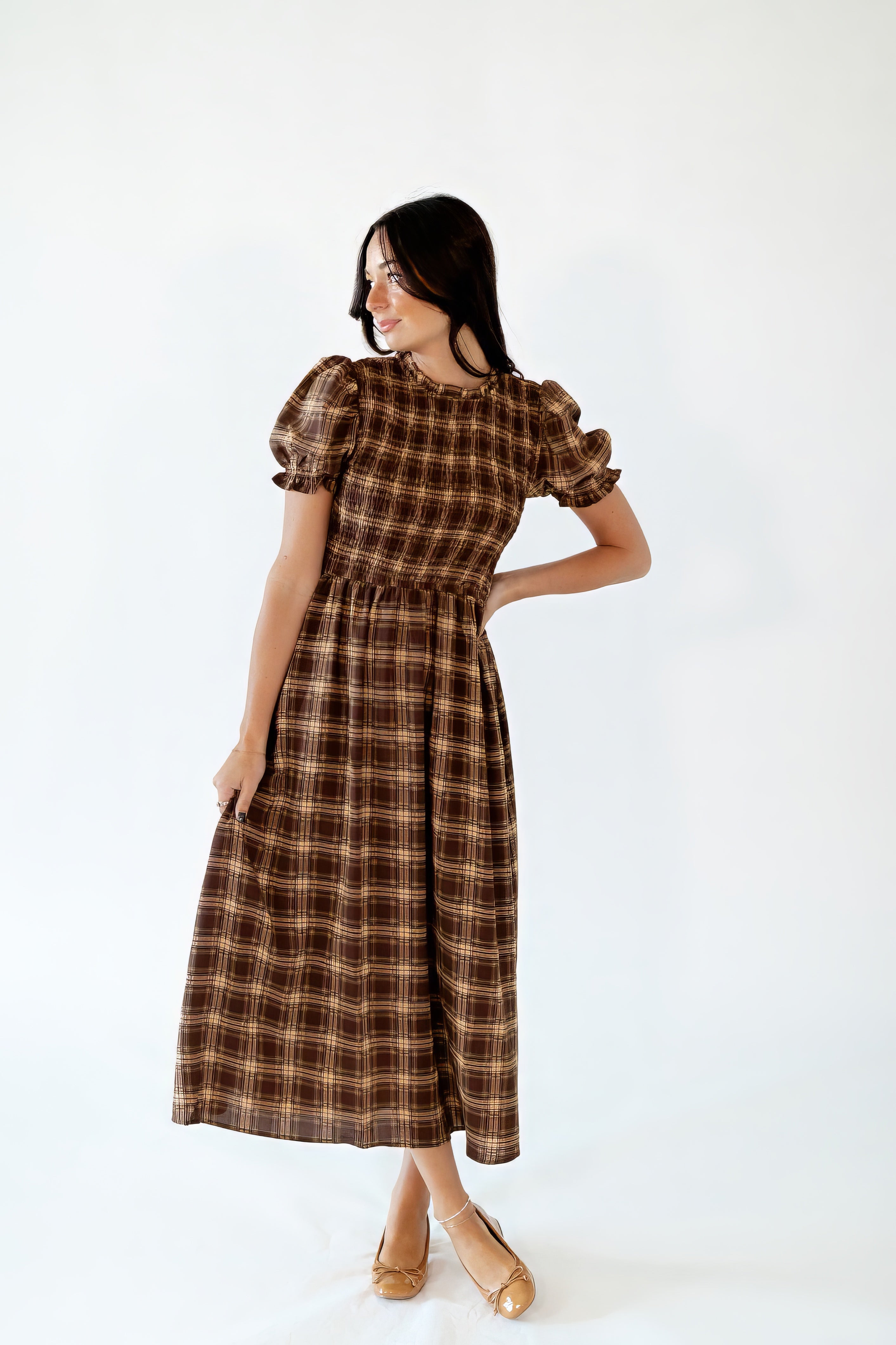 Sunny Plaid Midi Dress