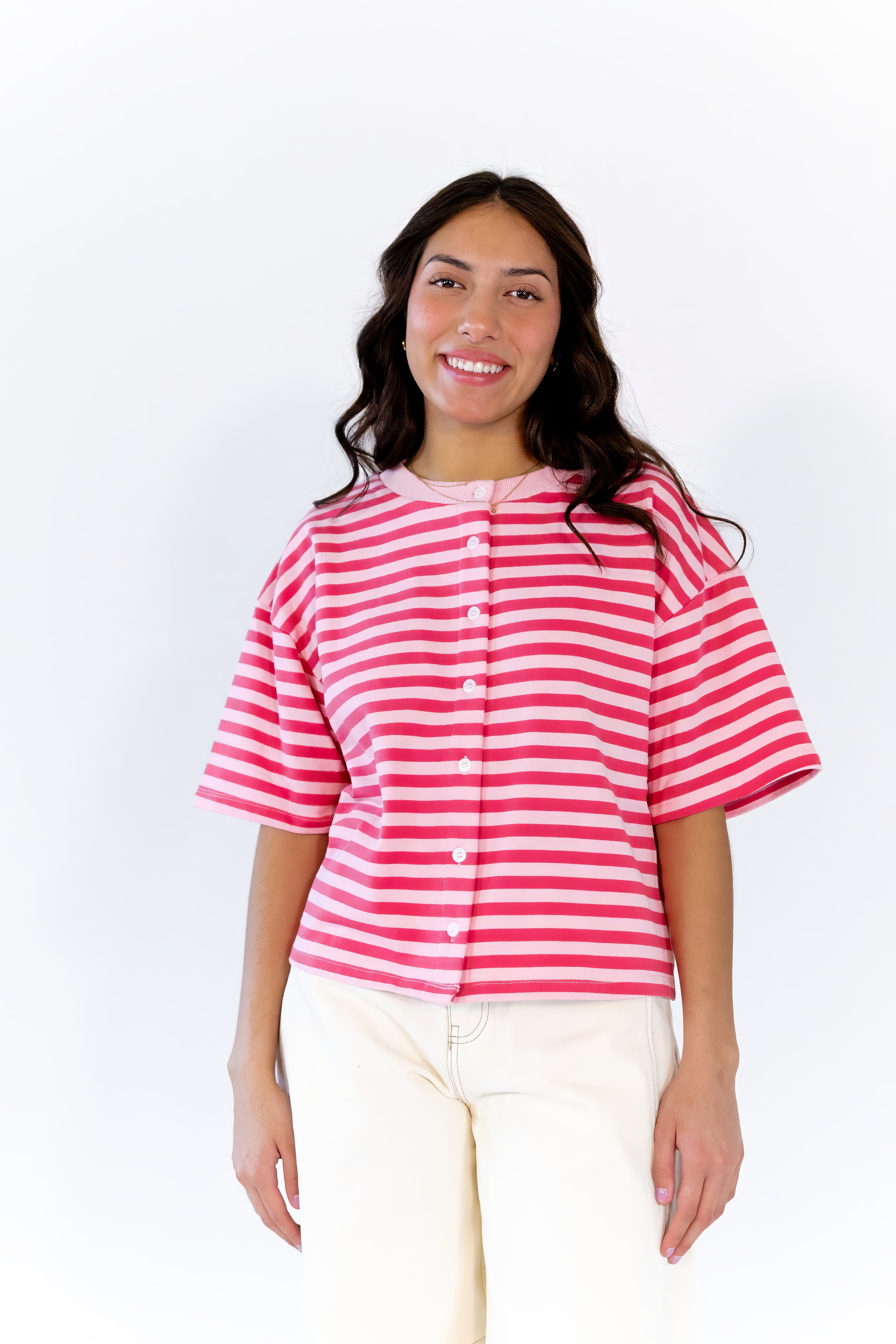Wells Striped Button Up Top