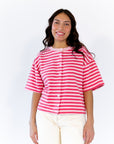 Wells Striped Button Up Top