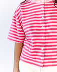 Wells Striped Button Up Top