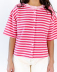 Wells Striped Button Up Top