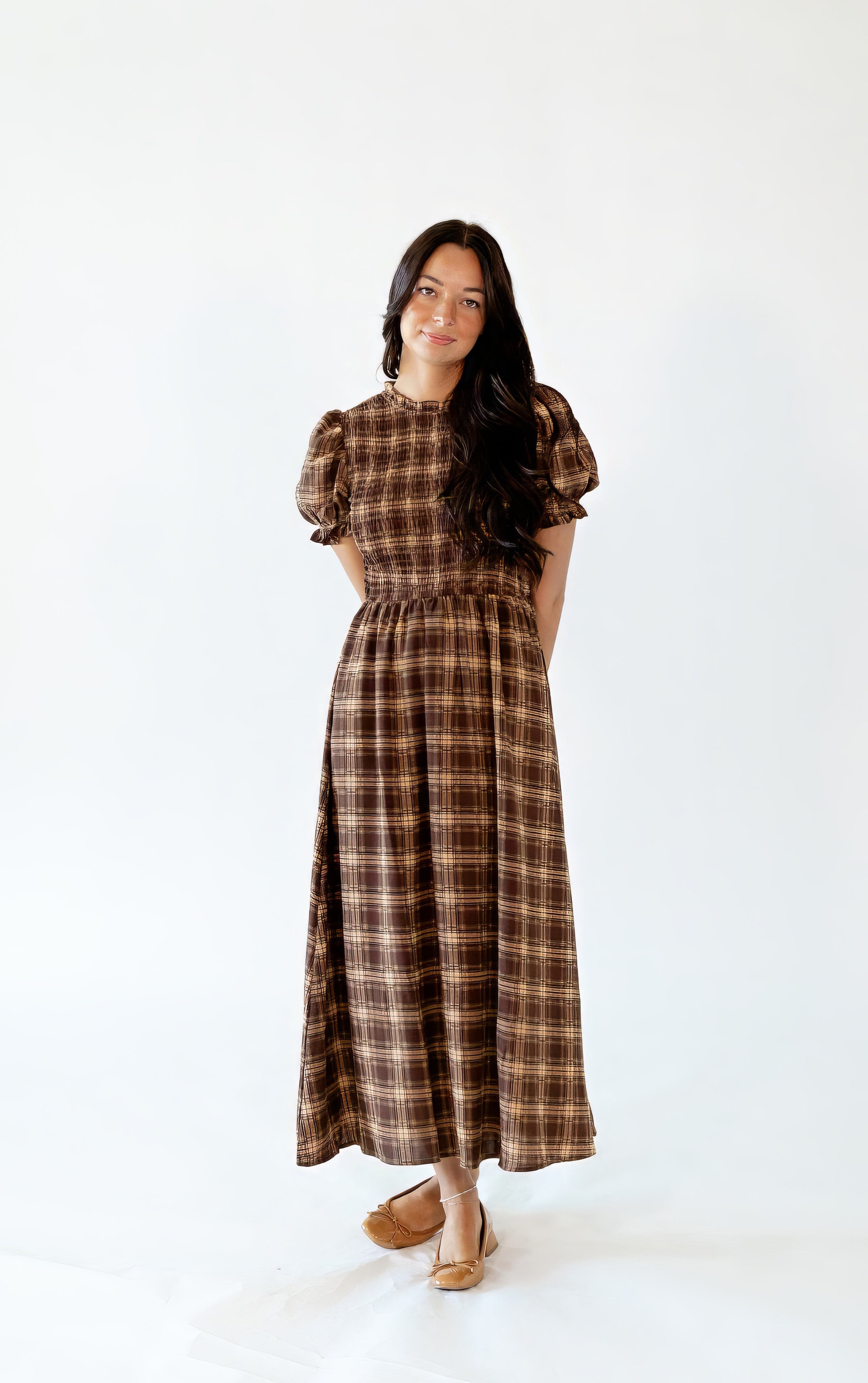 Sunny Plaid Midi Dress