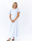 Enza Flutter Sleeve Dress · Blue