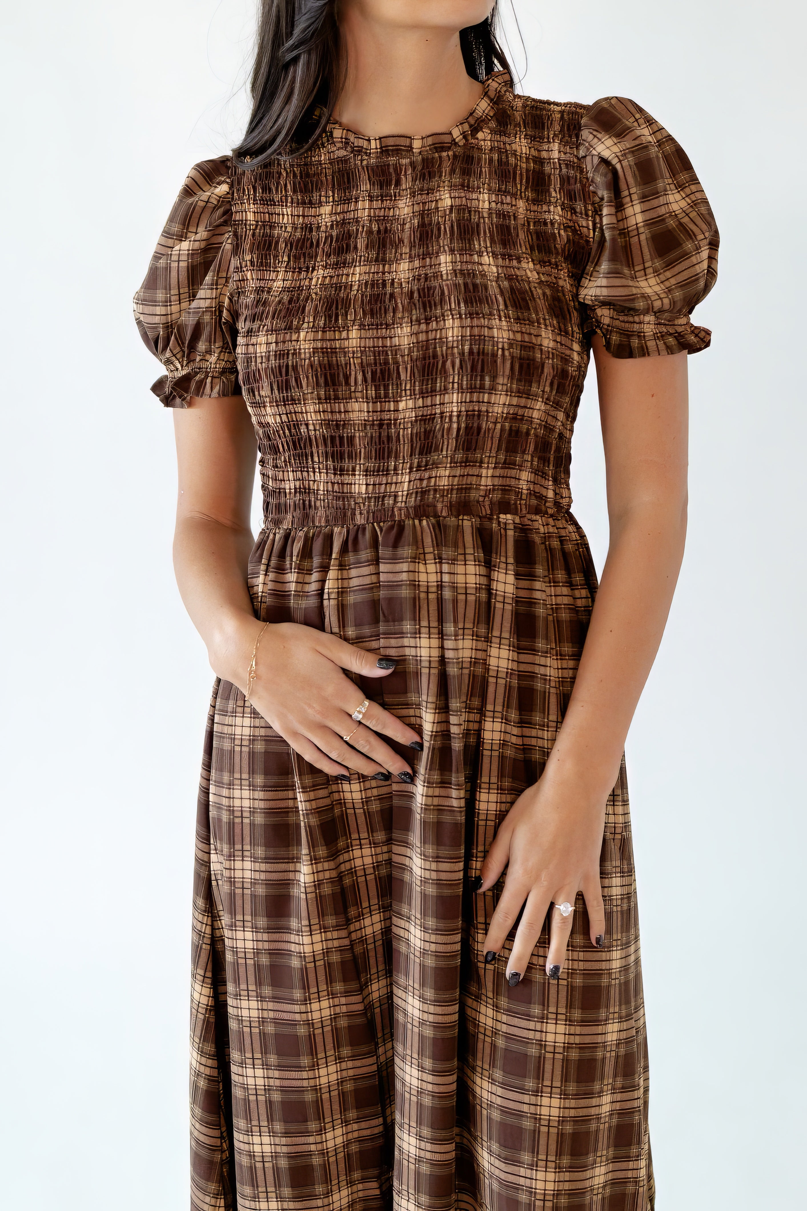 Sunny Plaid Midi Dress