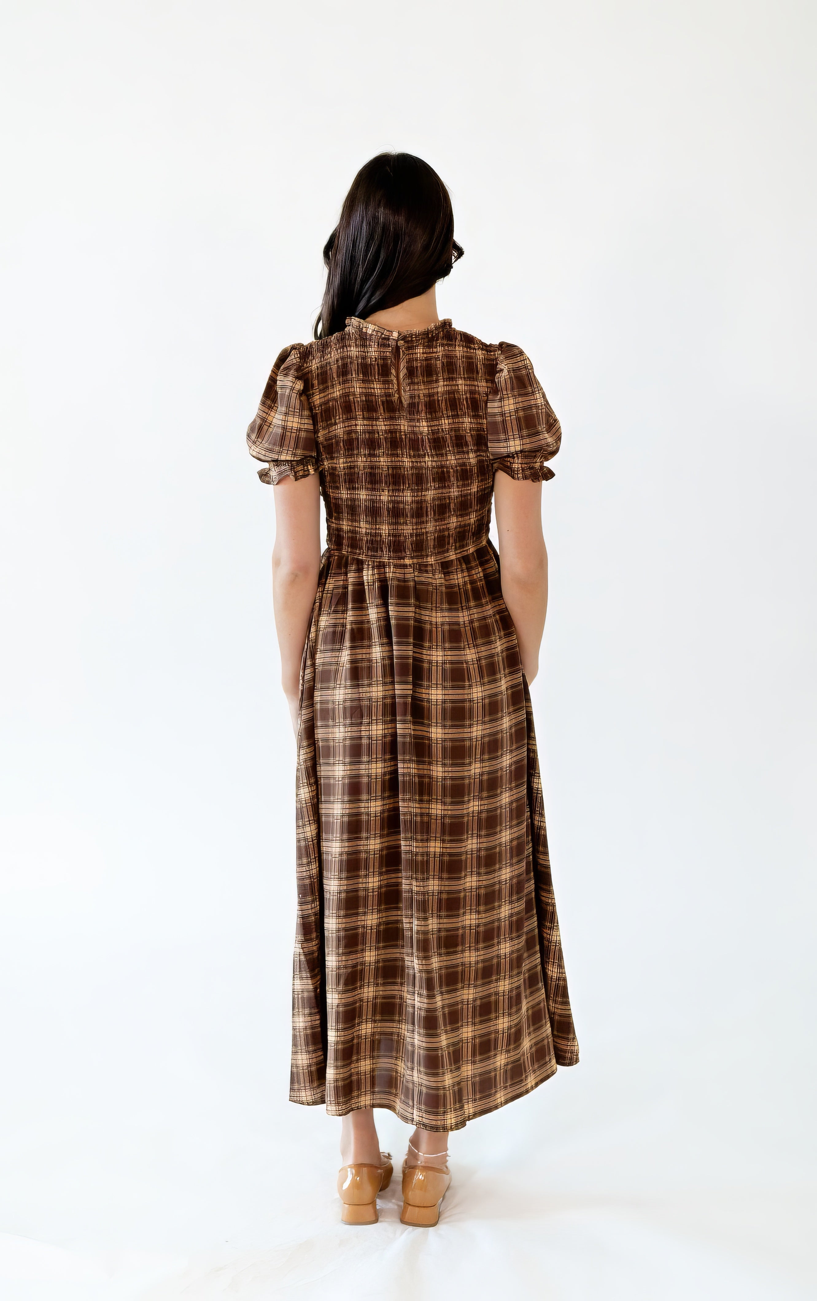 Sunny Plaid Midi Dress