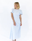 Enza Flutter Sleeve Dress · Blue
