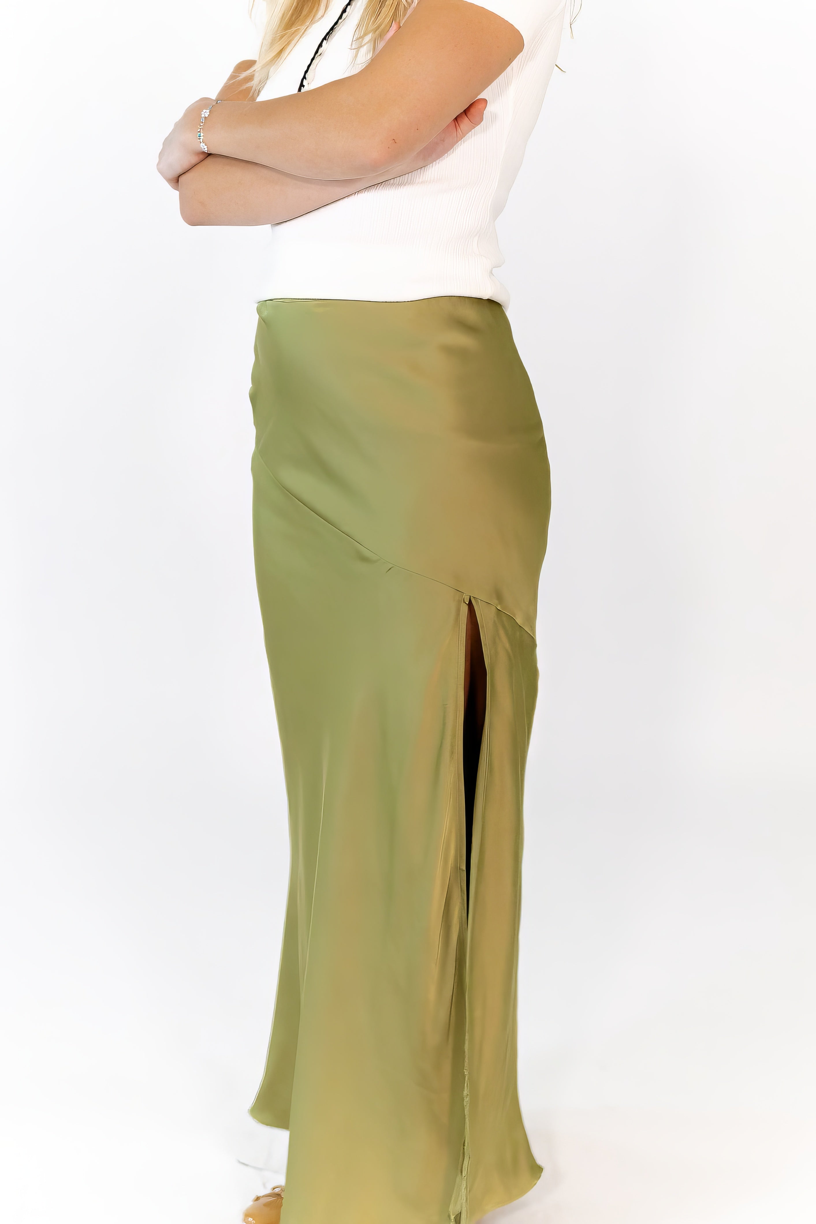 Kiwi Satin Maxi Skirt