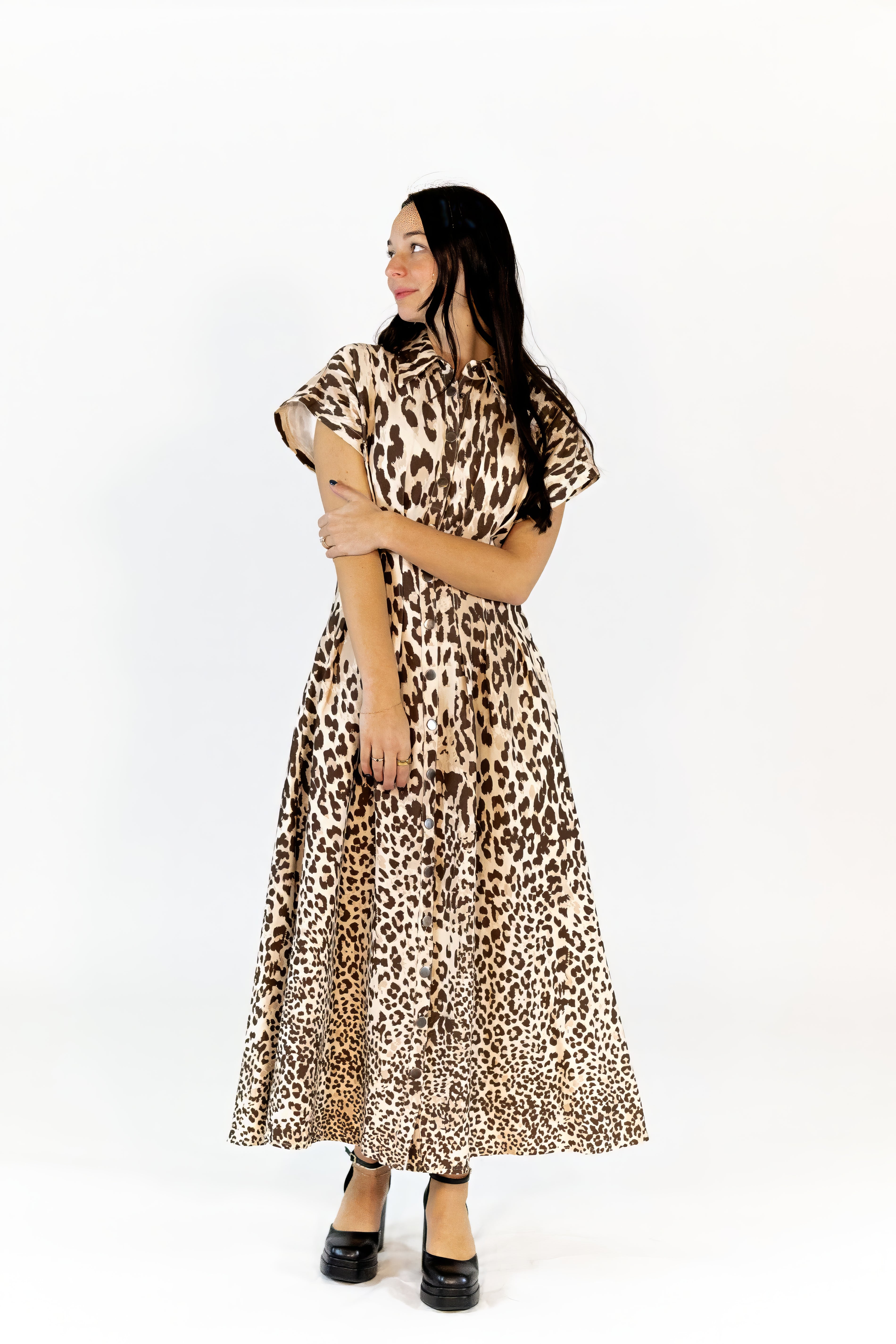 Anniken Leopard Print Midi Dress