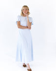 Enza Flutter Sleeve Dress · Blue
