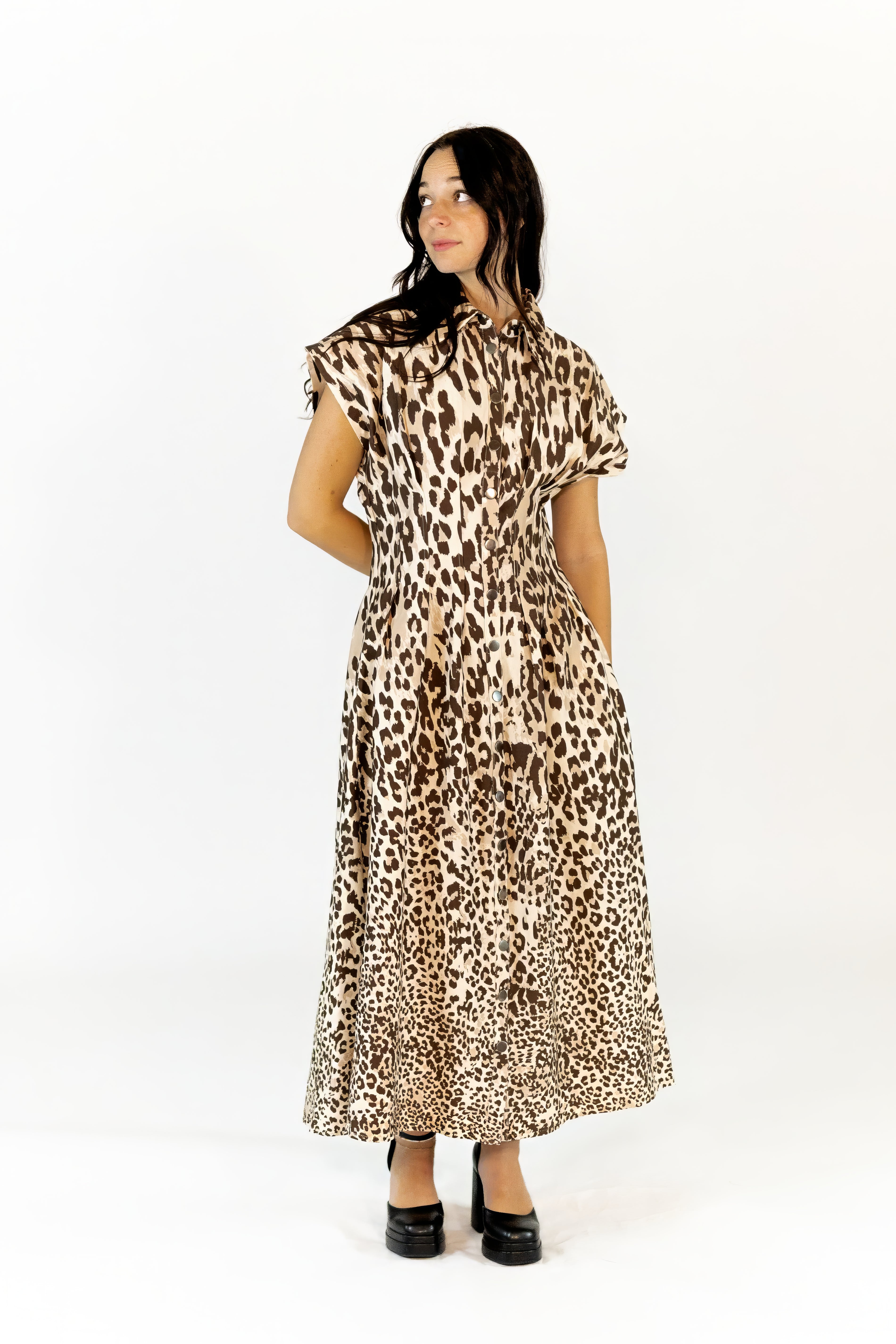 Anniken Leopard Print Midi Dress