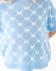 Bow Argyle Knit Top