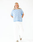 Bow Argyle Knit Top