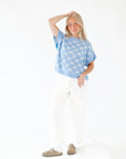 Bow Argyle Knit Top