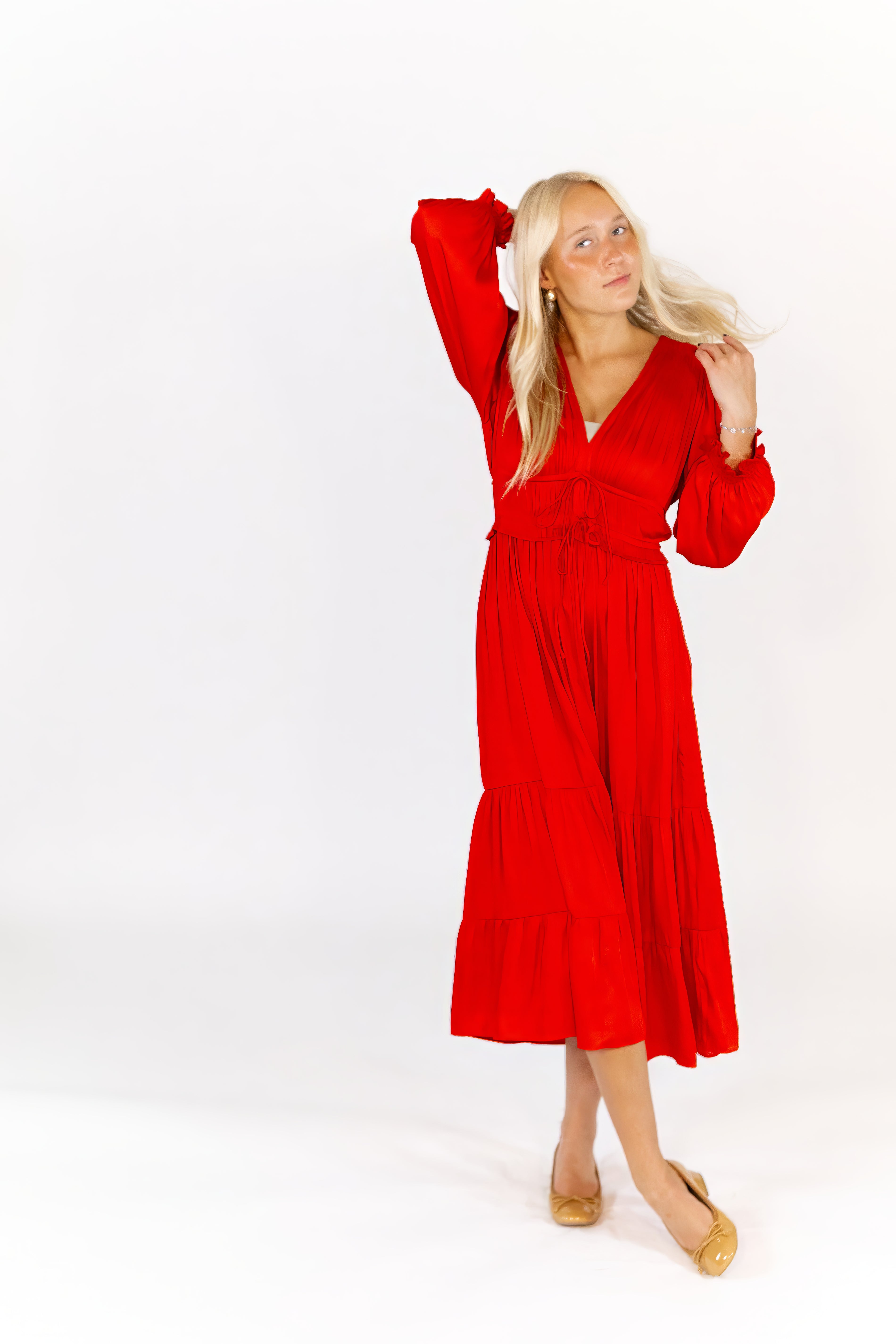 Cameron Rouched Midi Length Dress