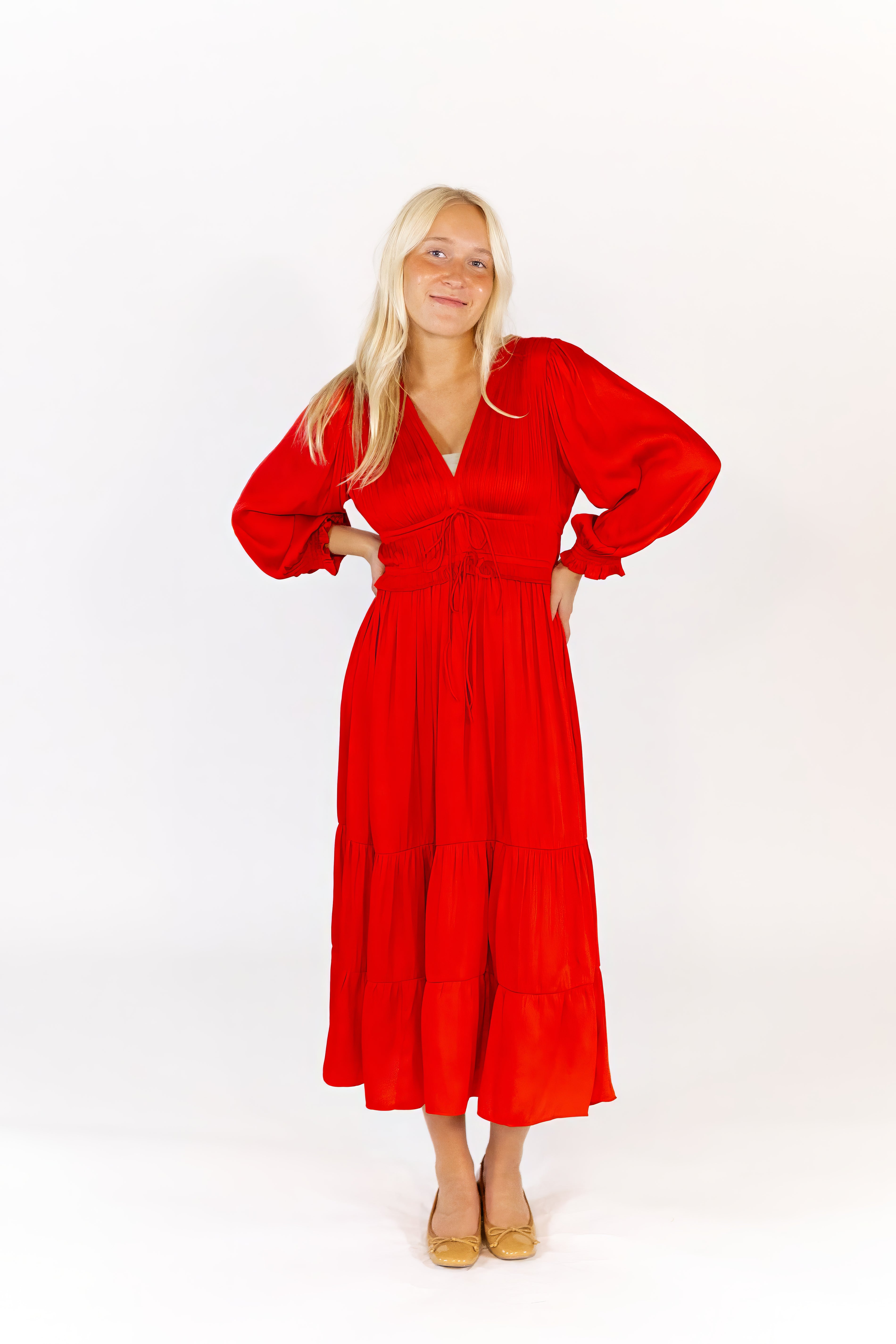 Cameron Rouched Midi Length Dress