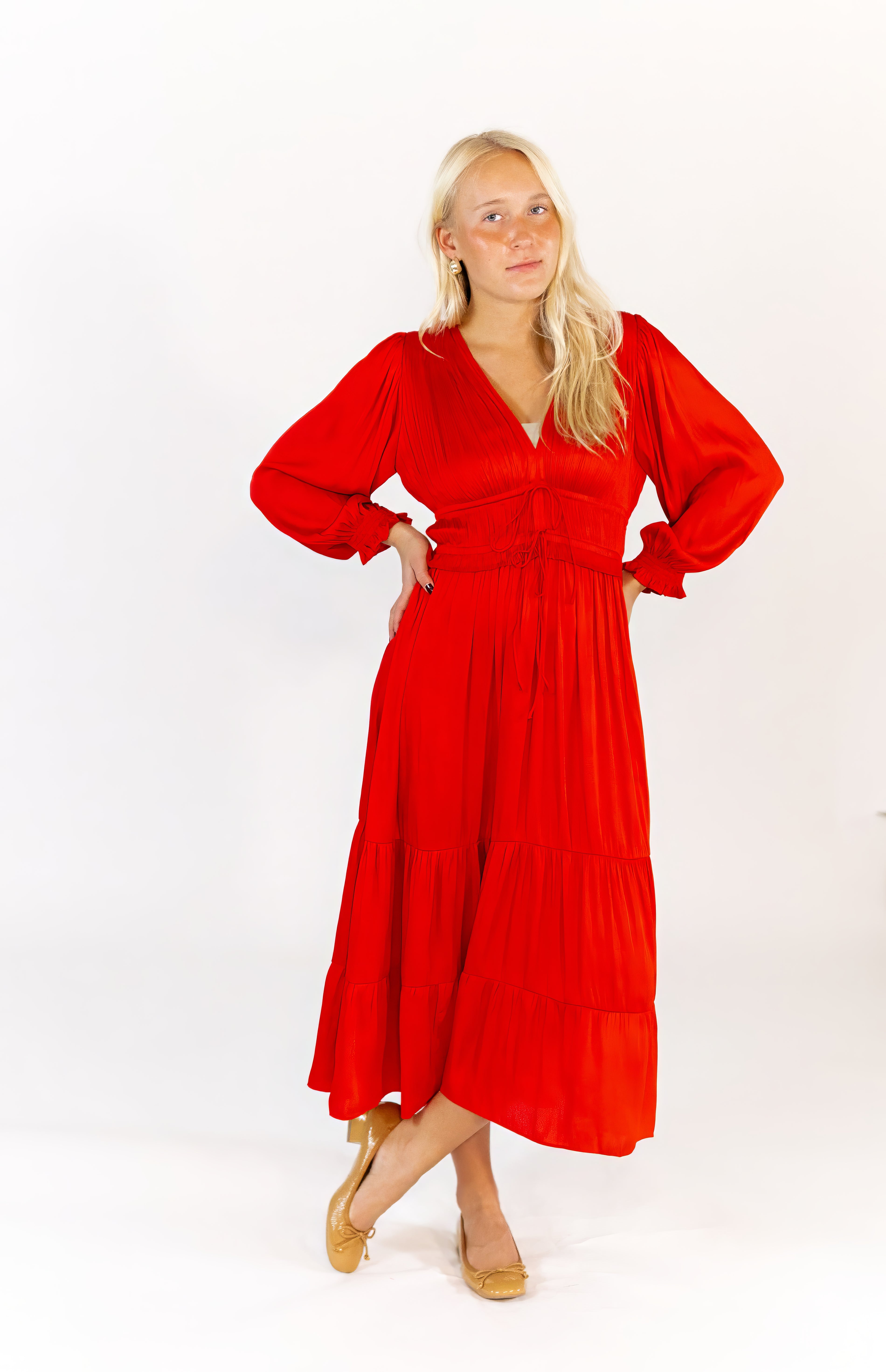 Cameron Rouched Midi Length Dress