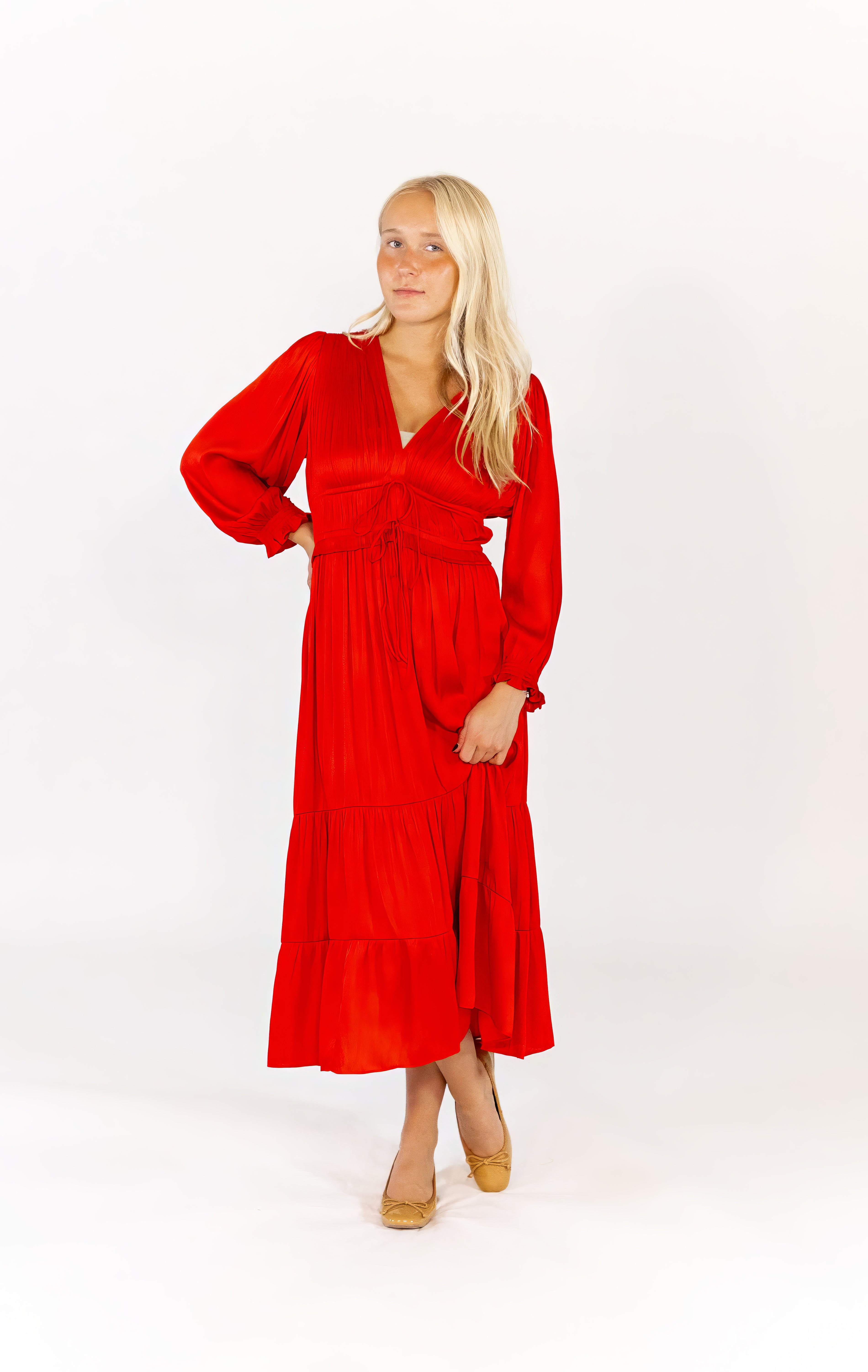 Cameron Rouched Midi Length Dress