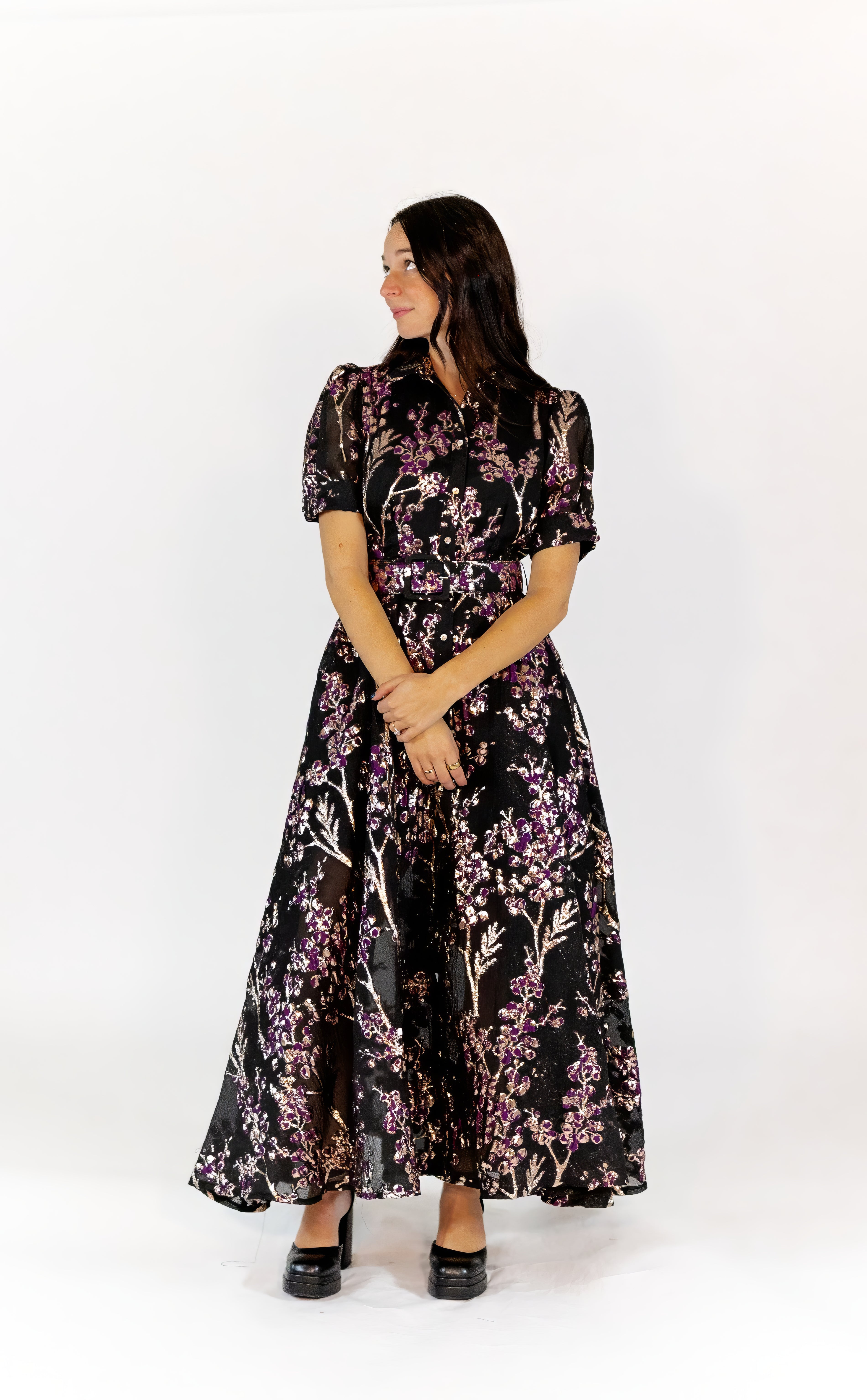 Luna Brocade Button Up Maxi