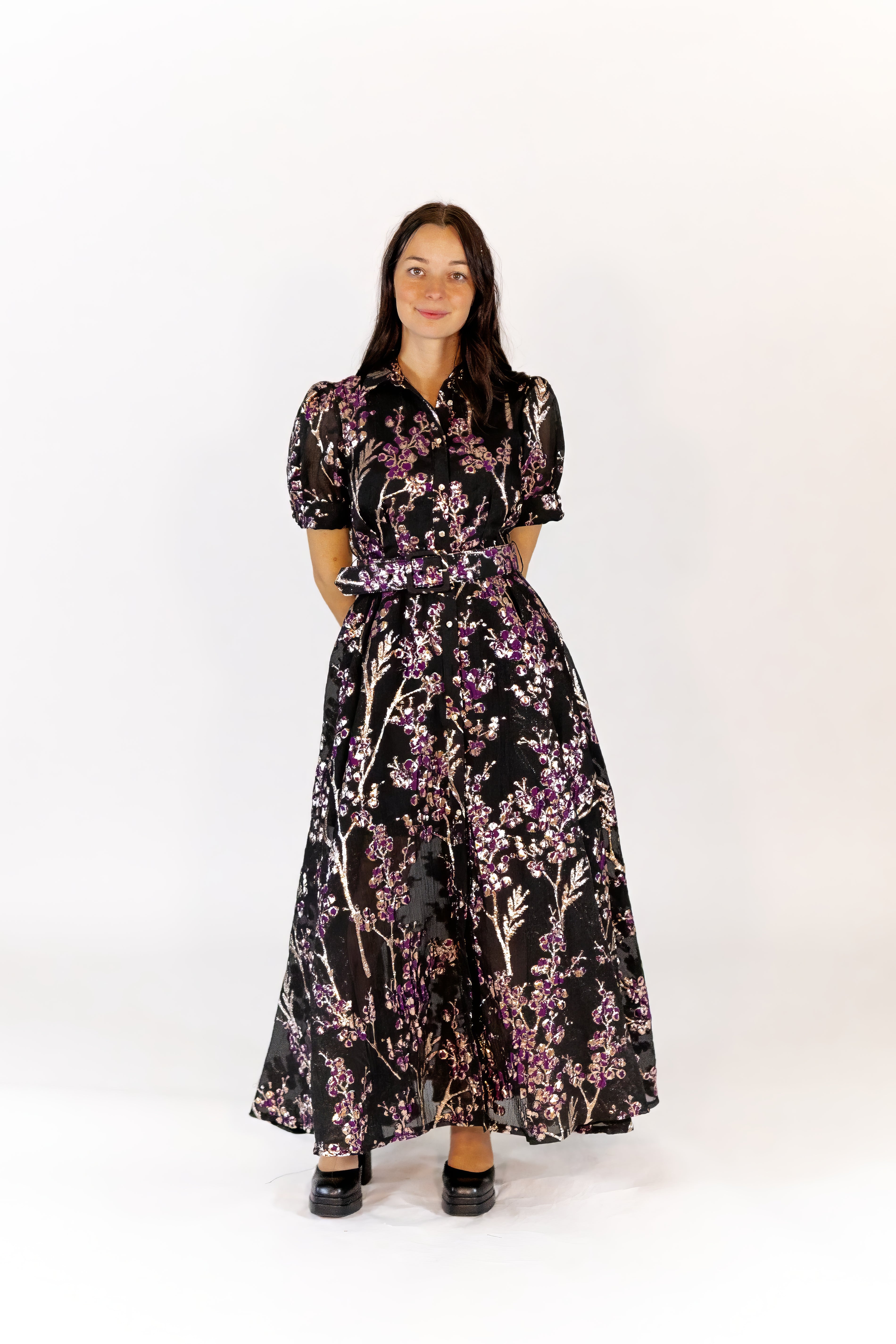 Luna Brocade Button Up Maxi