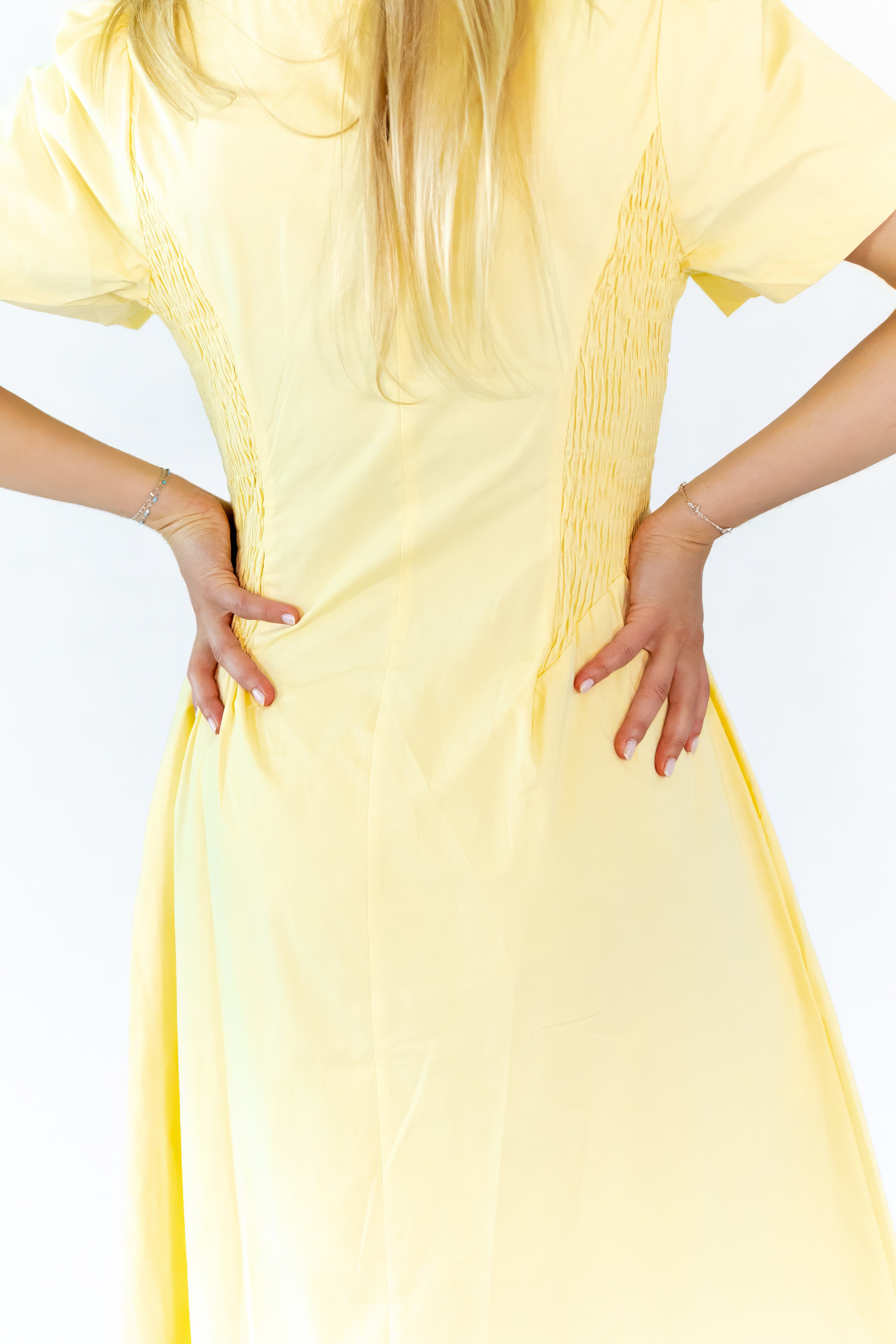 Lemon Drop Smocked Side Dress