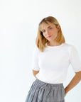 Ilona Knit Half-Sleeve Top · White
