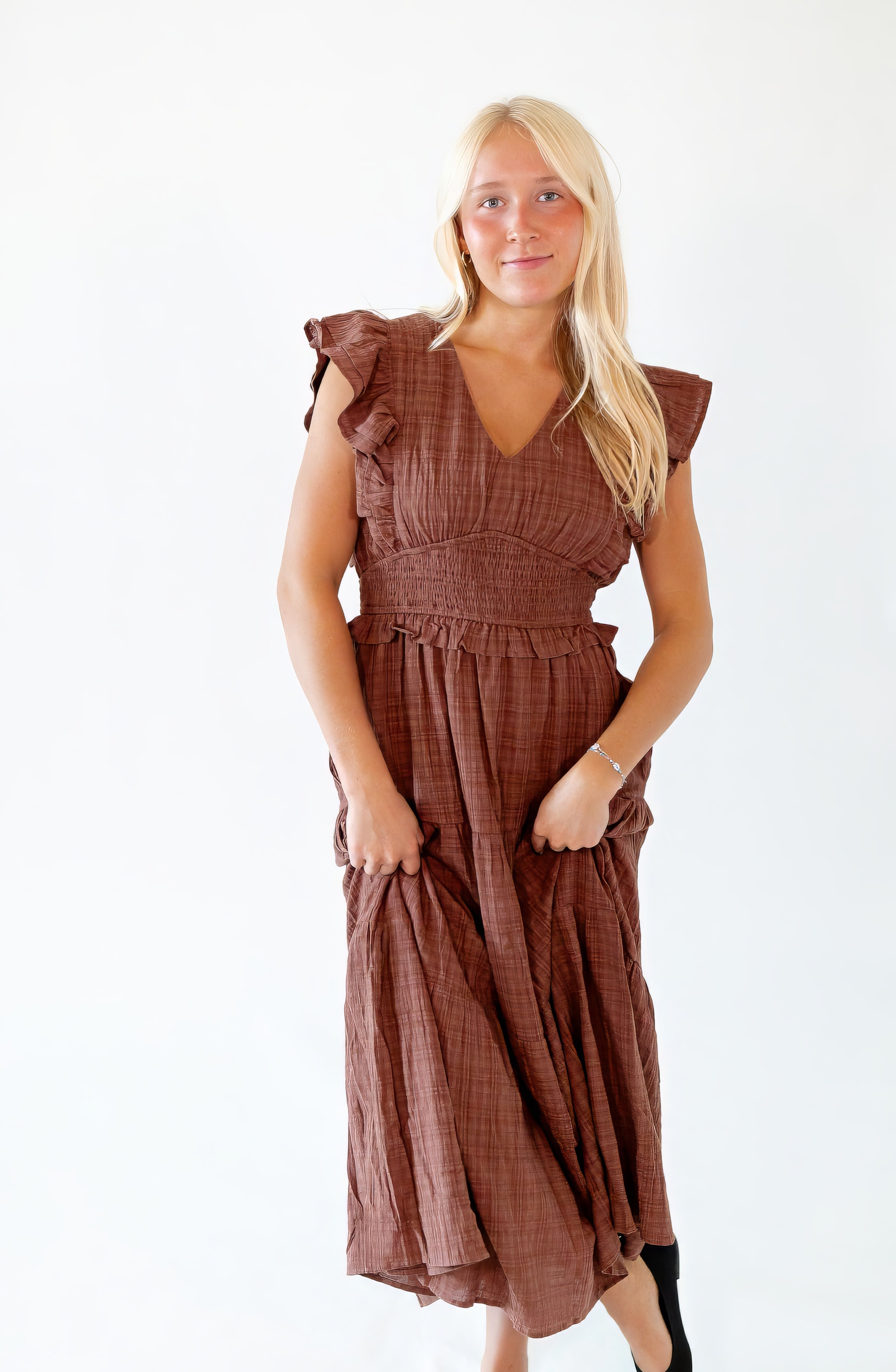 Alma Ruffle Sleeve Midi