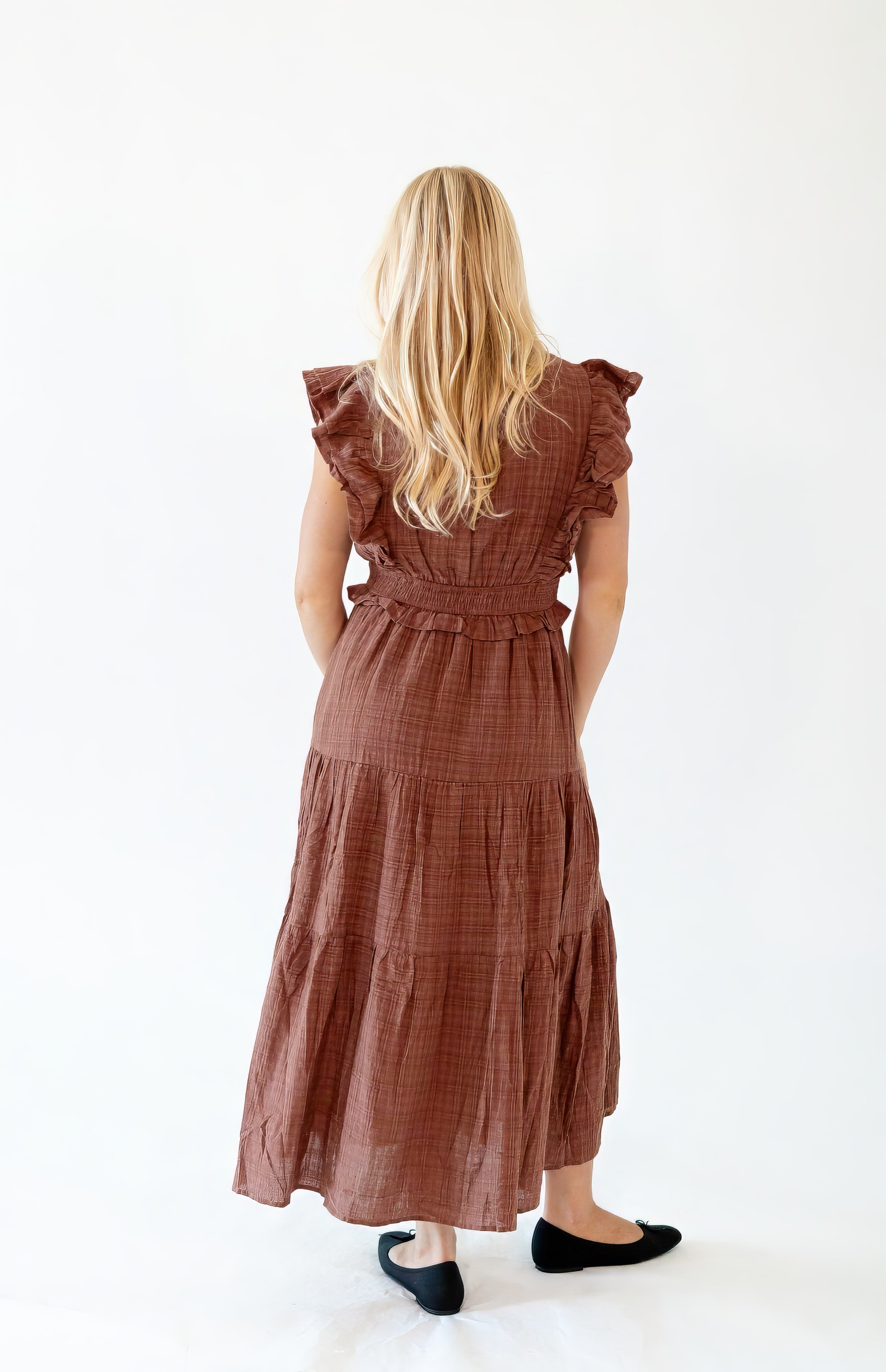 Alma Ruffle Sleeve Midi