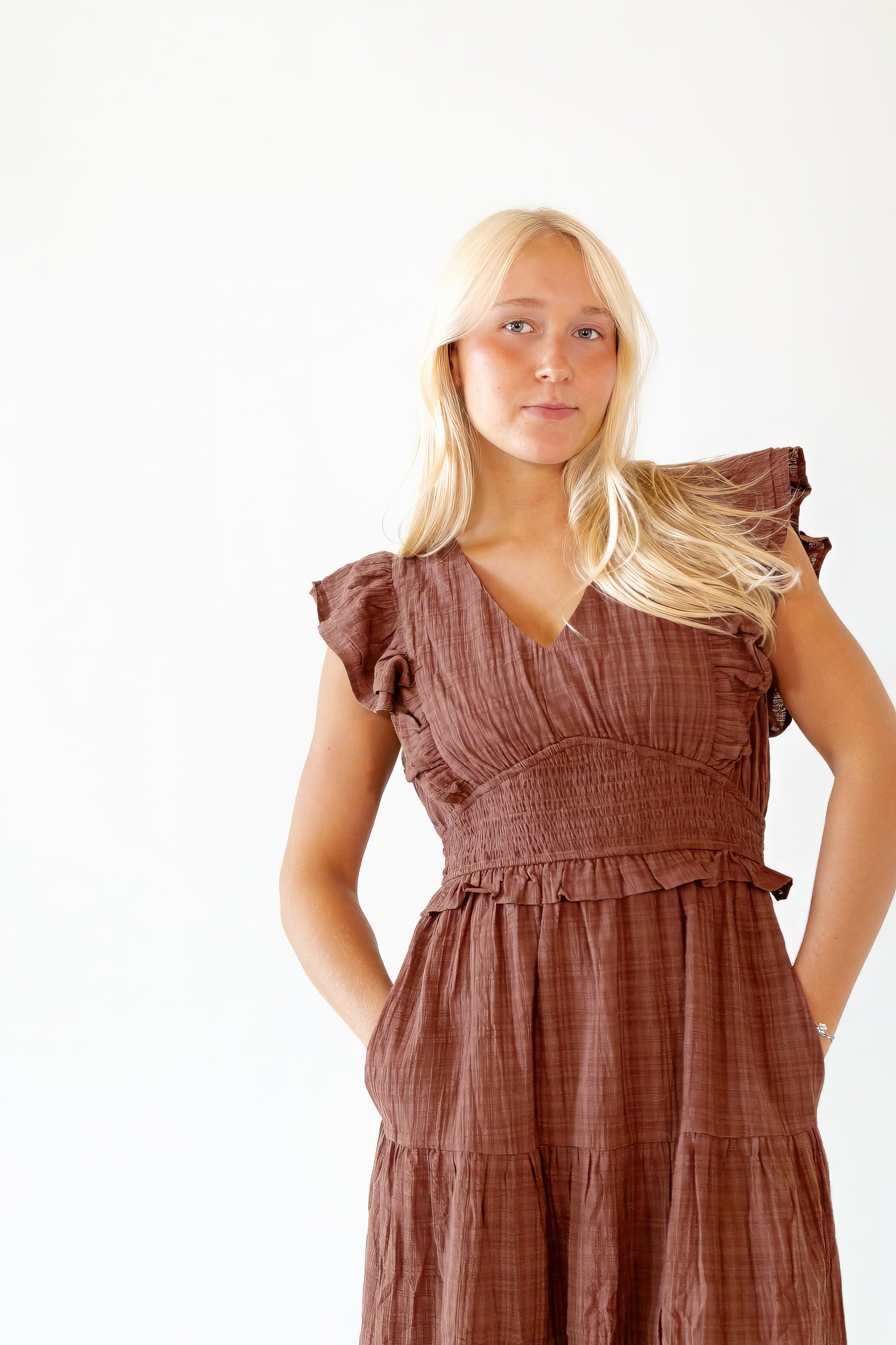 Alma Ruffle Sleeve Midi